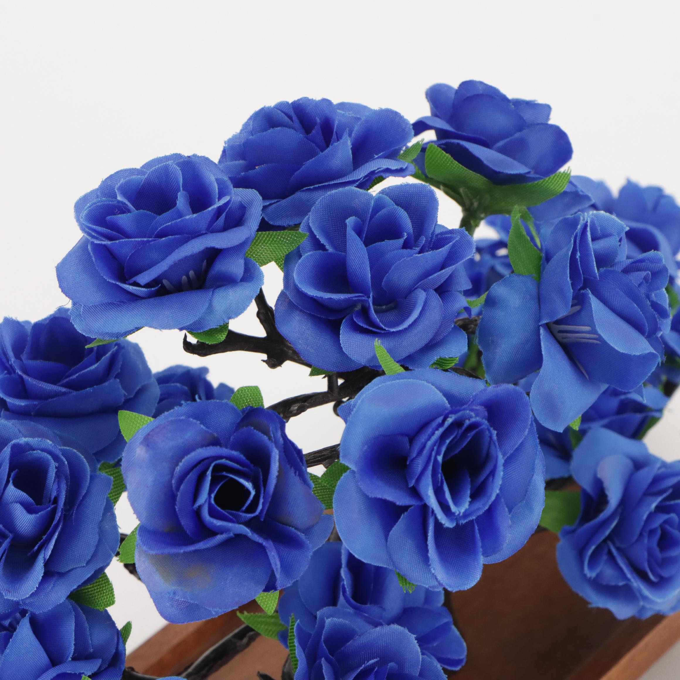 Rose Bonsai Artificial Sculptures on Wood Stands