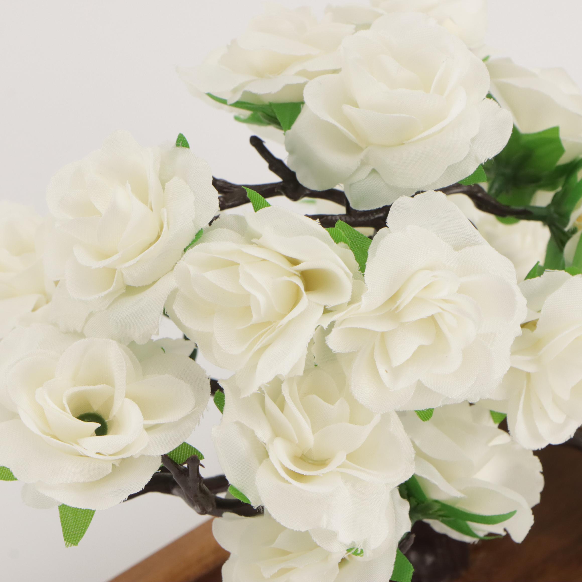 Rose Bonsai Artificial Sculptures on Wood Stands