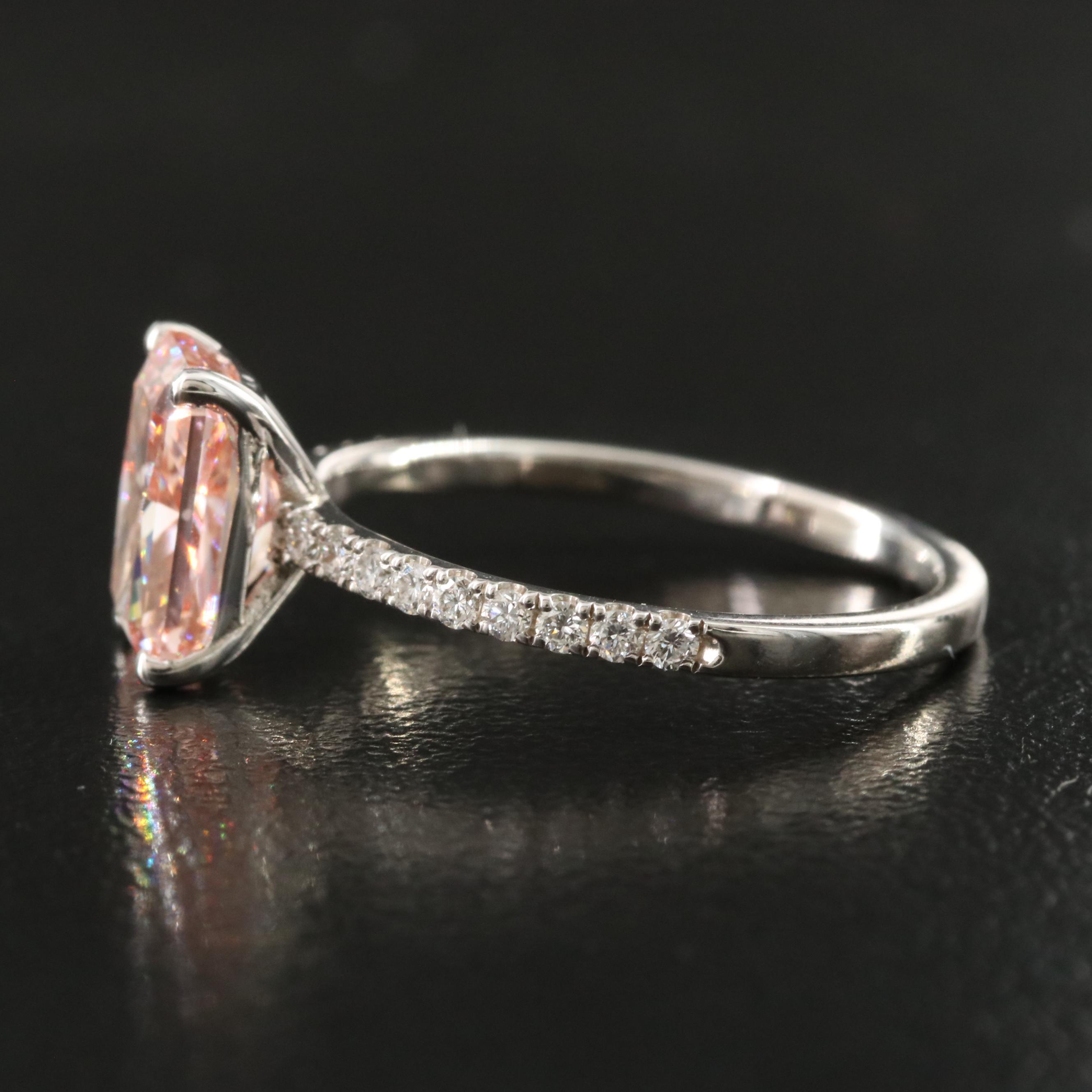 18K 2.28 CTW Lab Grown Diamond Ring with IGI Report and Fancy Pink Center
