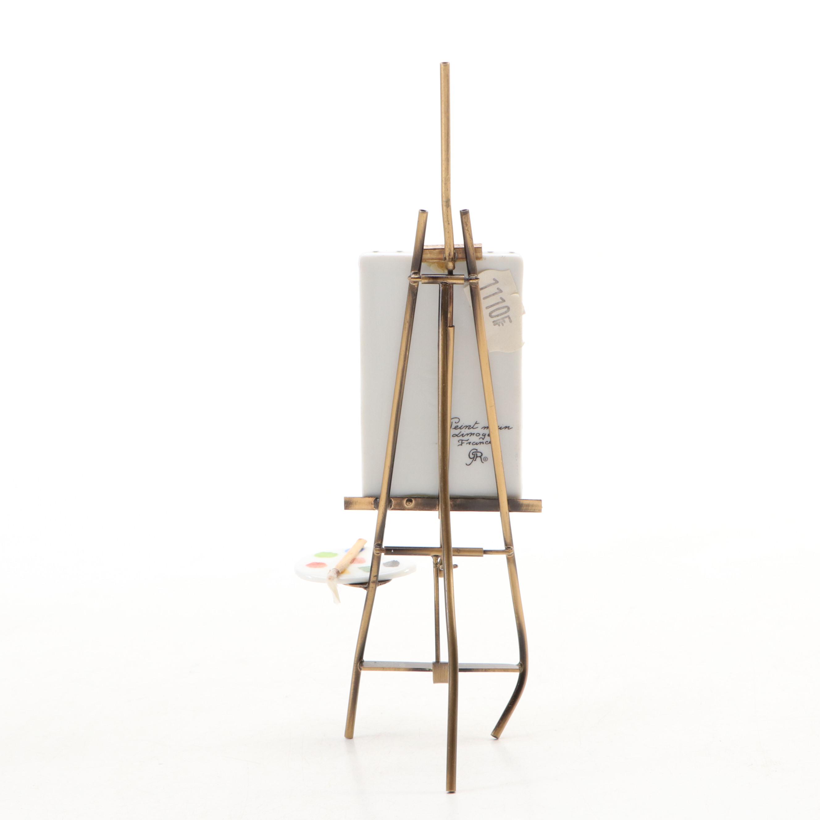 Gerard Ribierre Limoges Porcelain Mona Lisa on Metal Easel Figurine