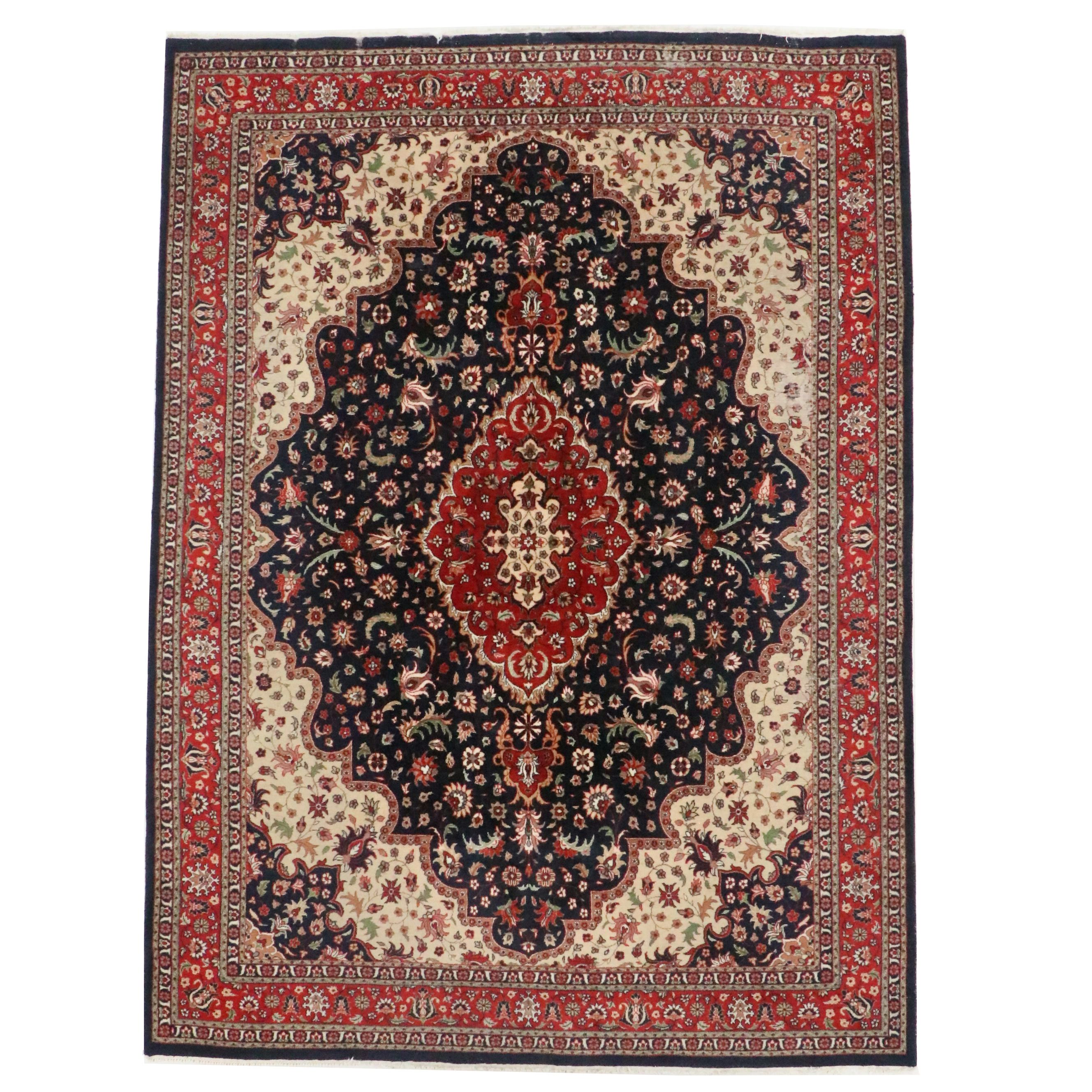 8'11 x 12'3 Hand-Knotted Indo-Persian Kashan Room Sized Rug
