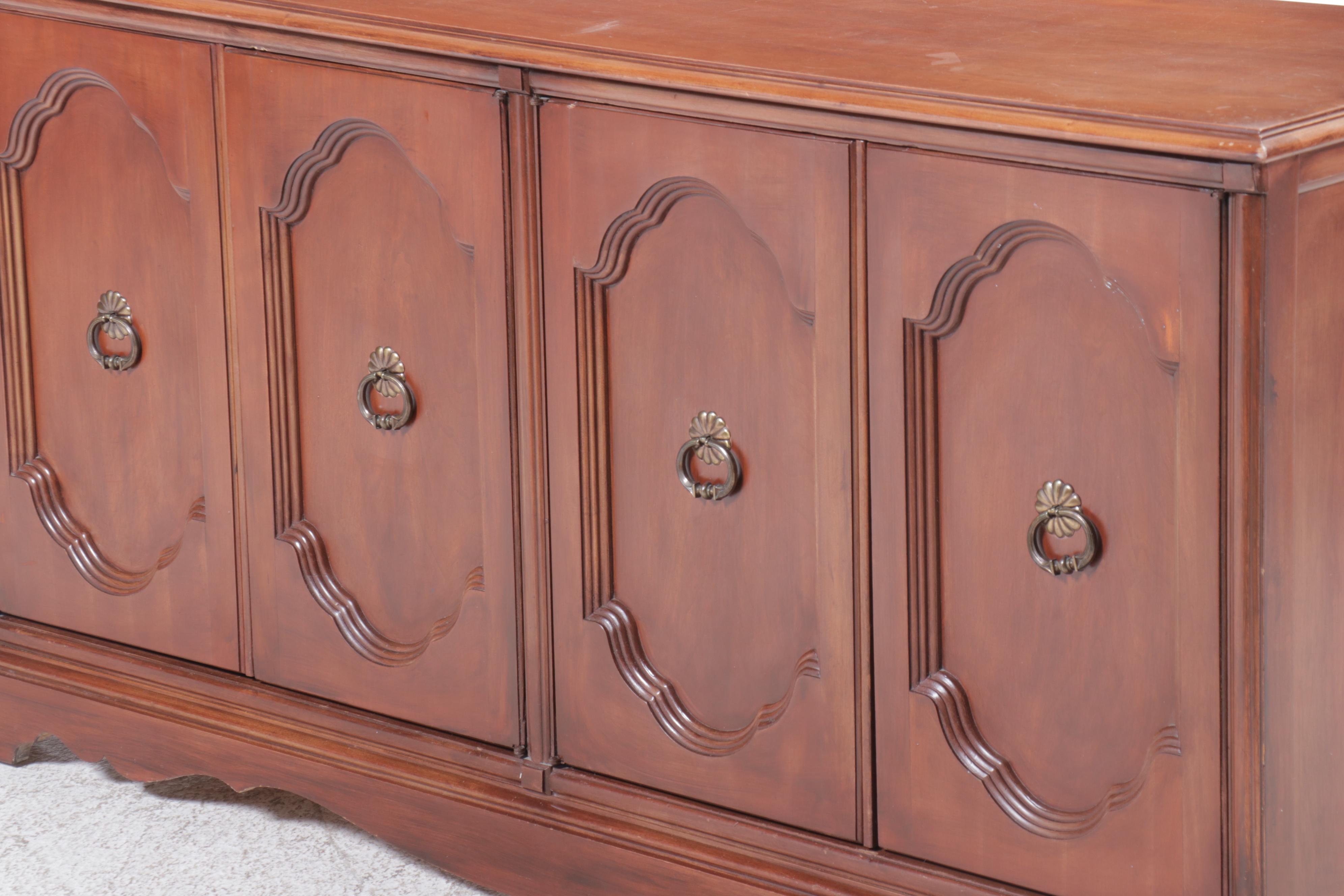 French Provincial Style Cherry Finished Credenza