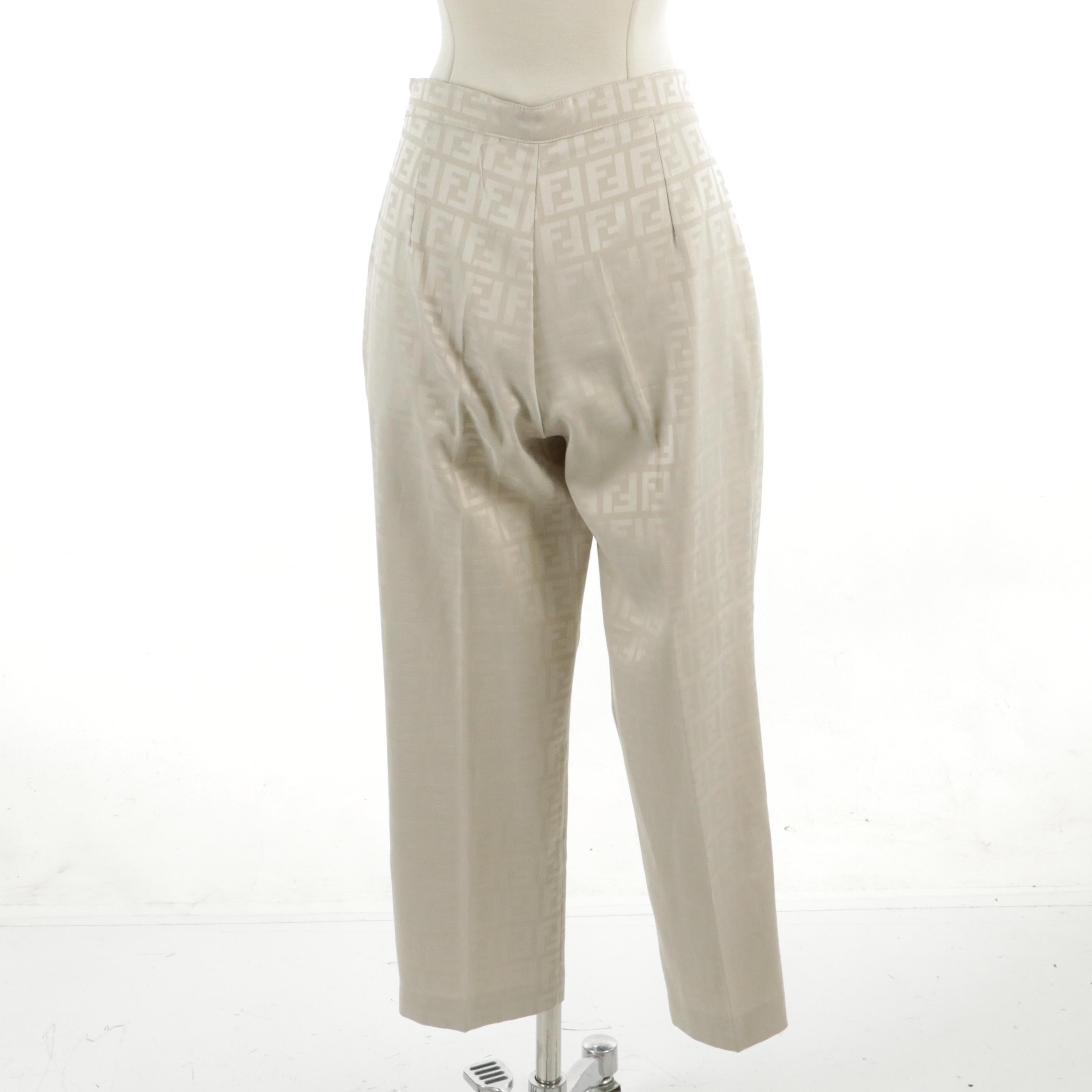 Fendi Vintage Cropped Trousers in FF Silk Jacquard