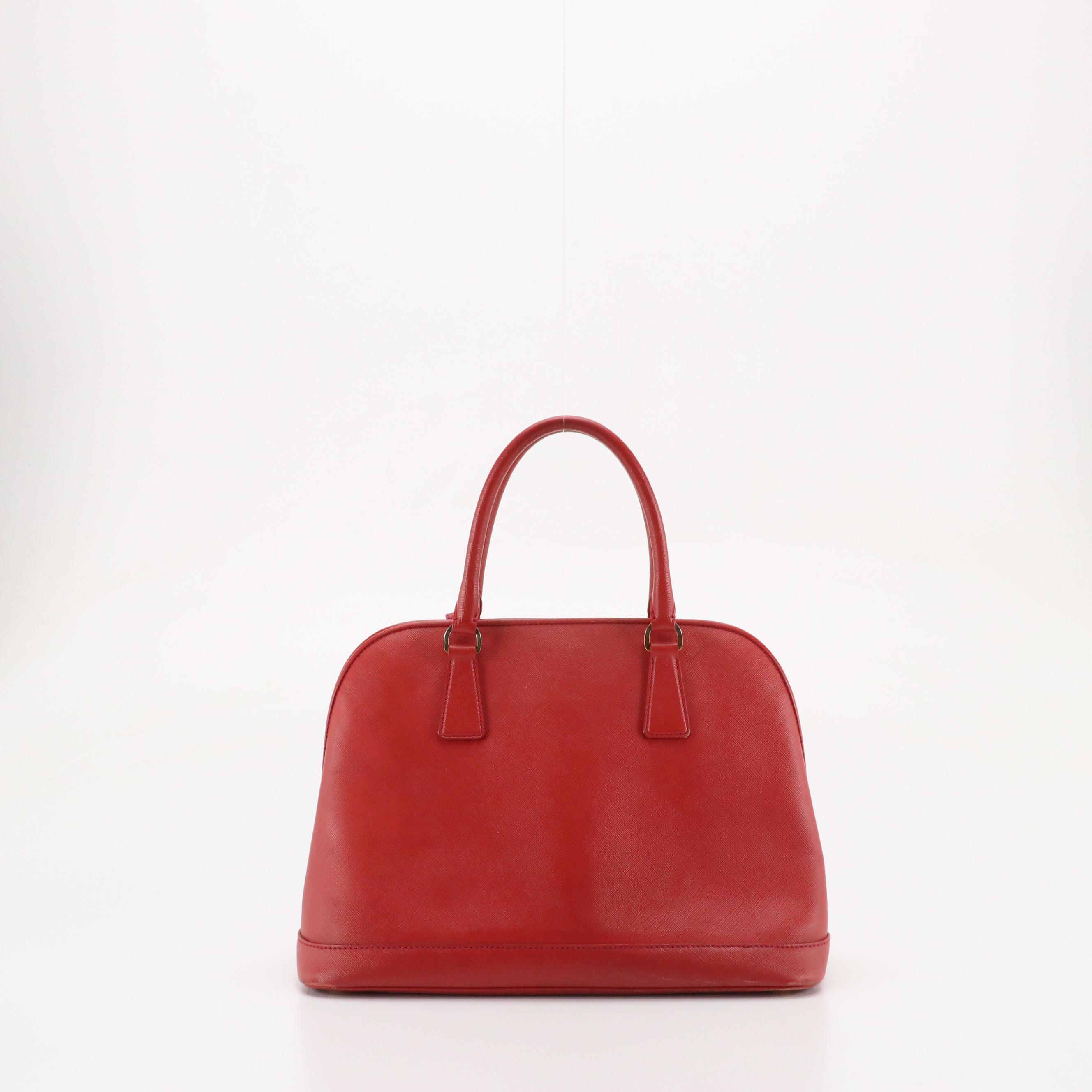 Prada Saffiano Lux Leather Two-Way Satchel in Fire Red