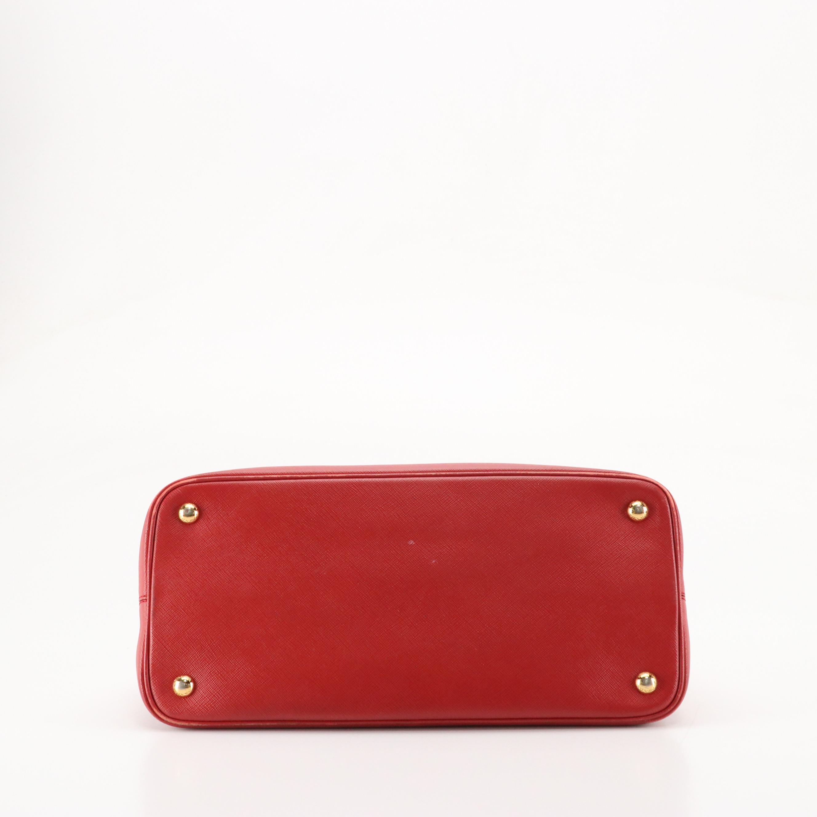 Prada Saffiano Lux Leather Two-Way Satchel in Fire Red