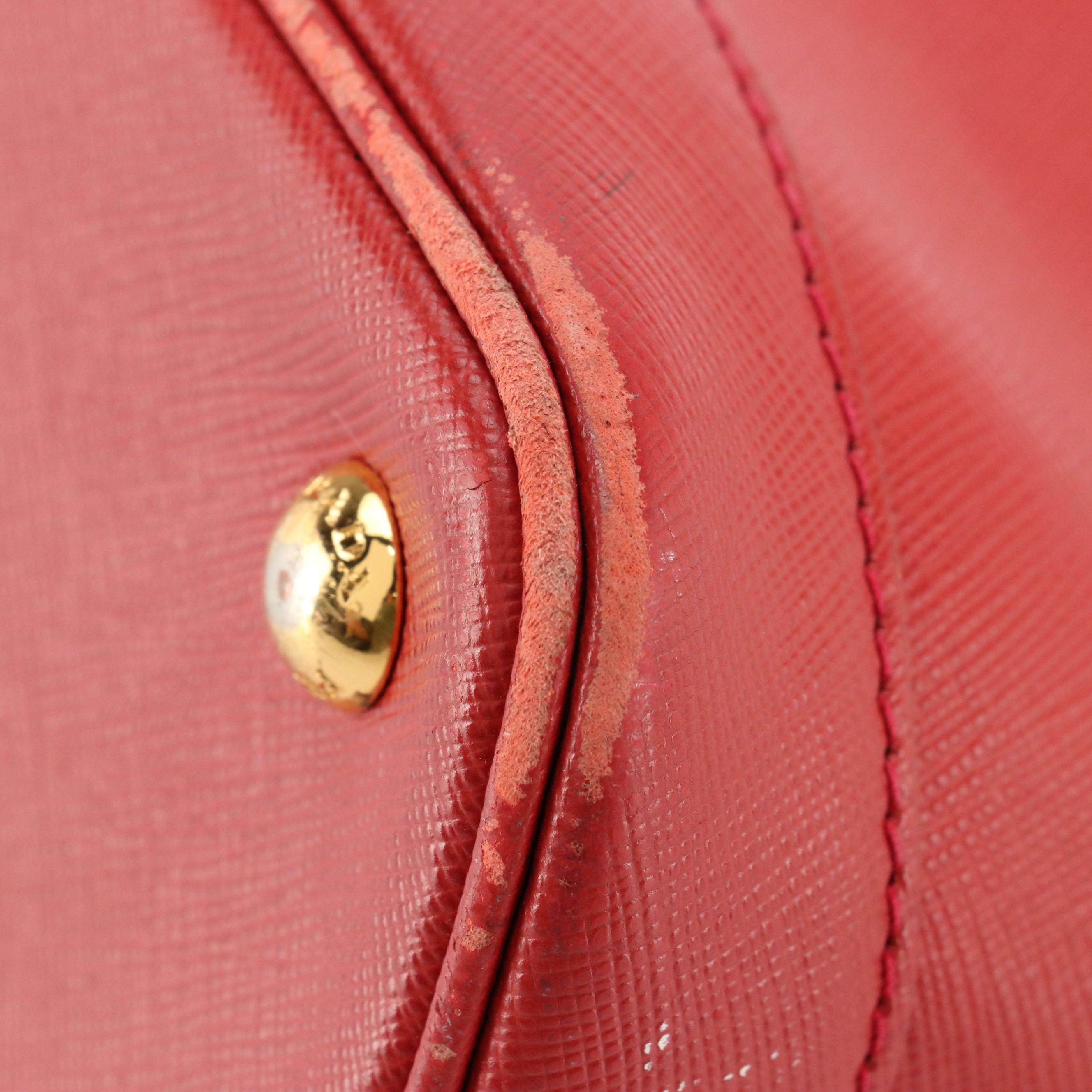 Prada Saffiano Lux Leather Two-Way Satchel in Fire Red