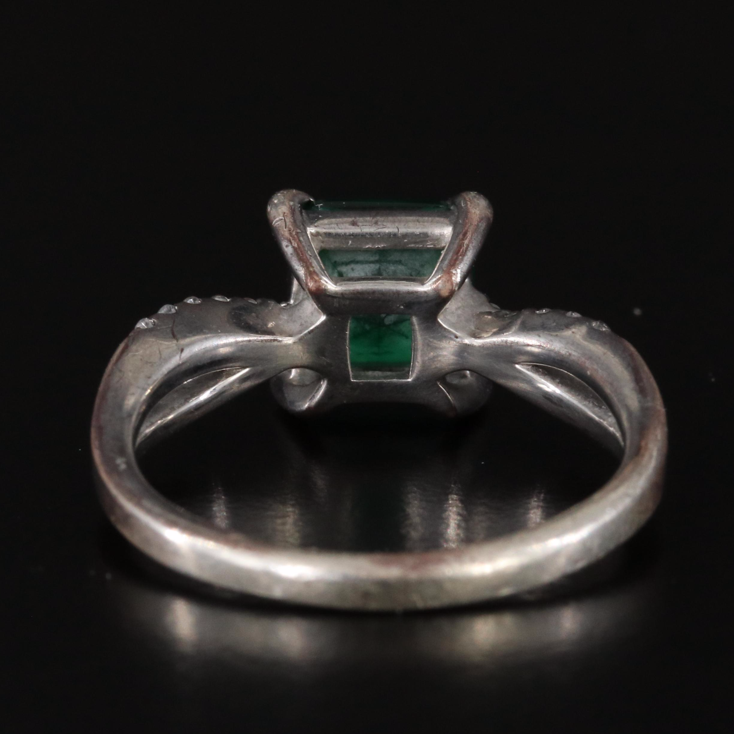 Sterling Glass and White Sapphire Ring