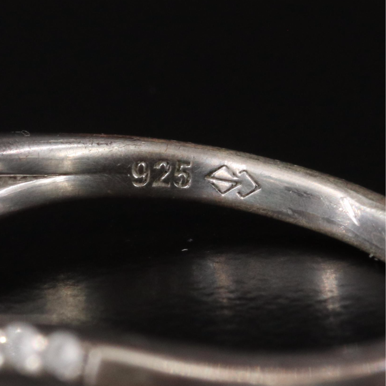 Sterling Glass and White Sapphire Ring