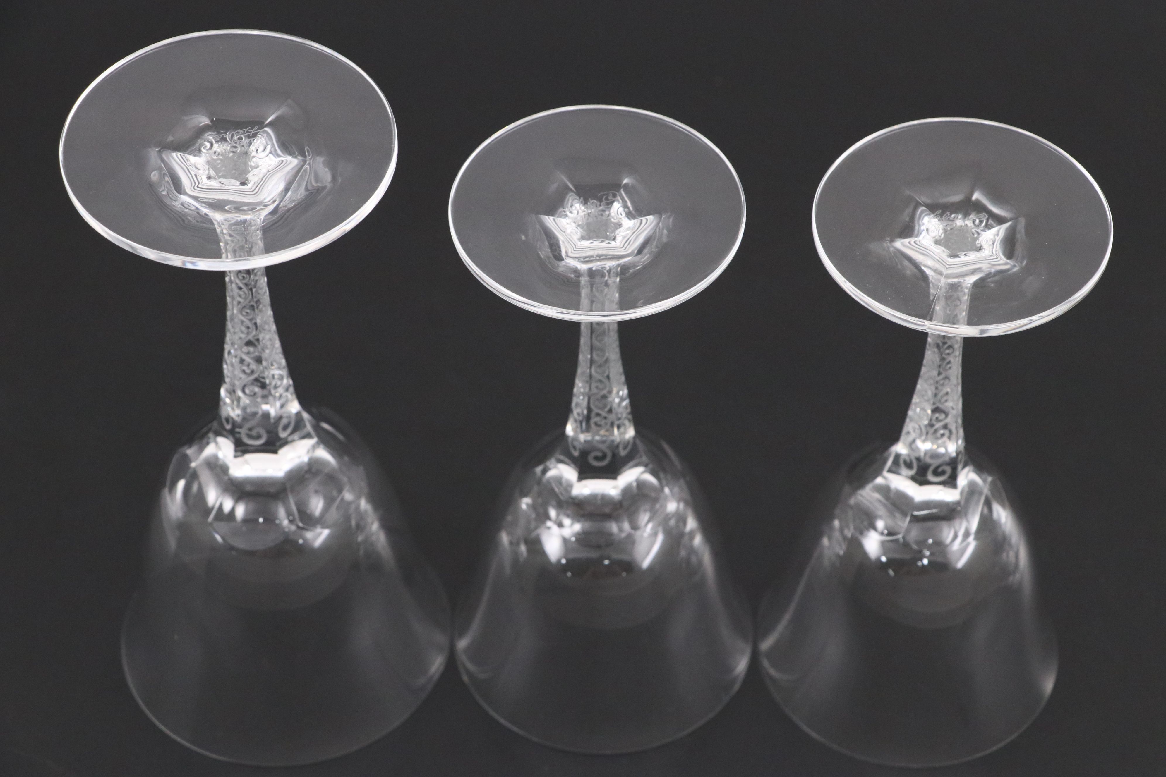 Lalique "Trèves" Crystal Water Goblet, Burgundy Wine Glasses, and More Stemware