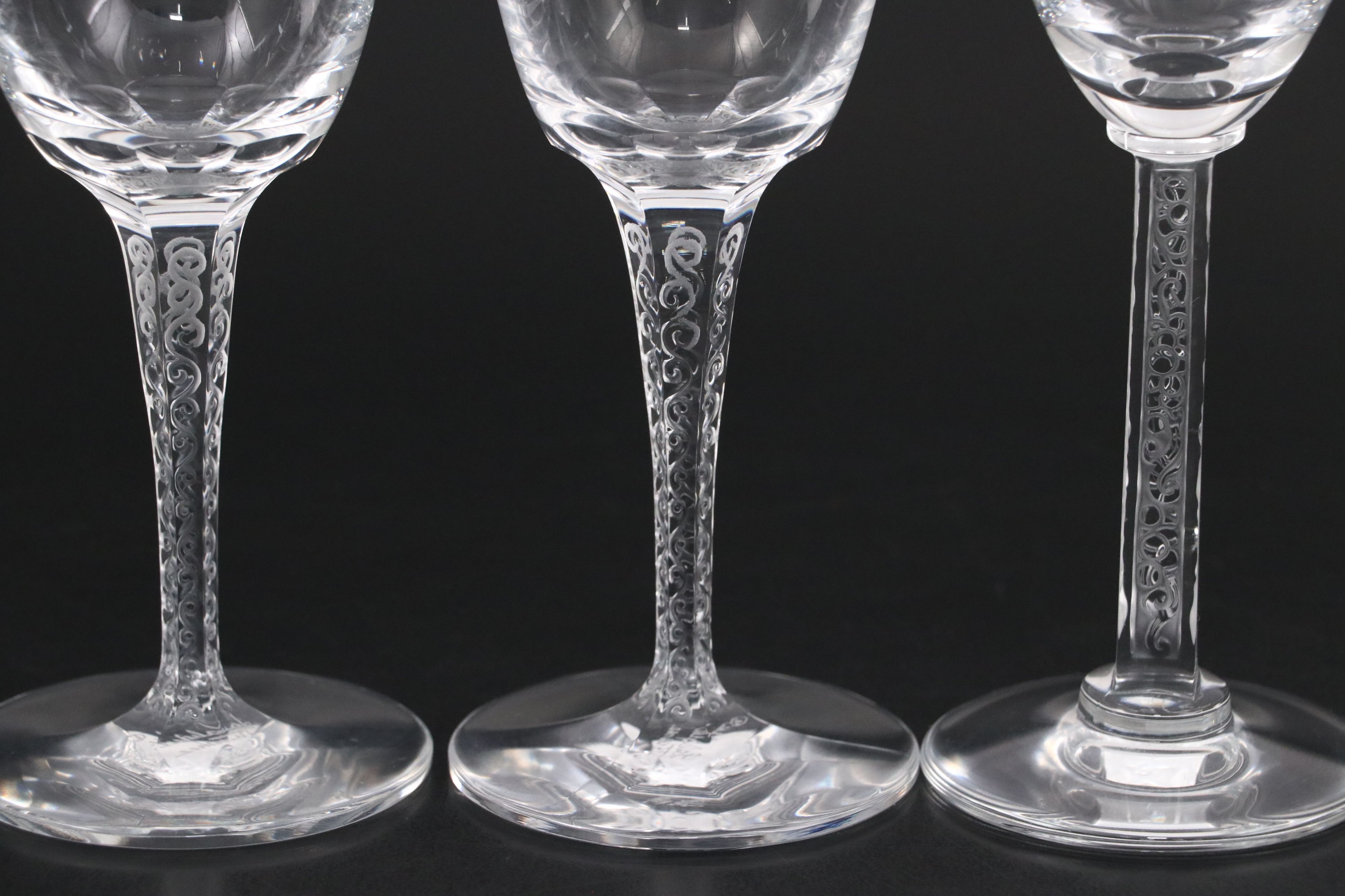 Lalique "Trèves" Crystal Water Goblet, Burgundy Wine Glasses, and More Stemware