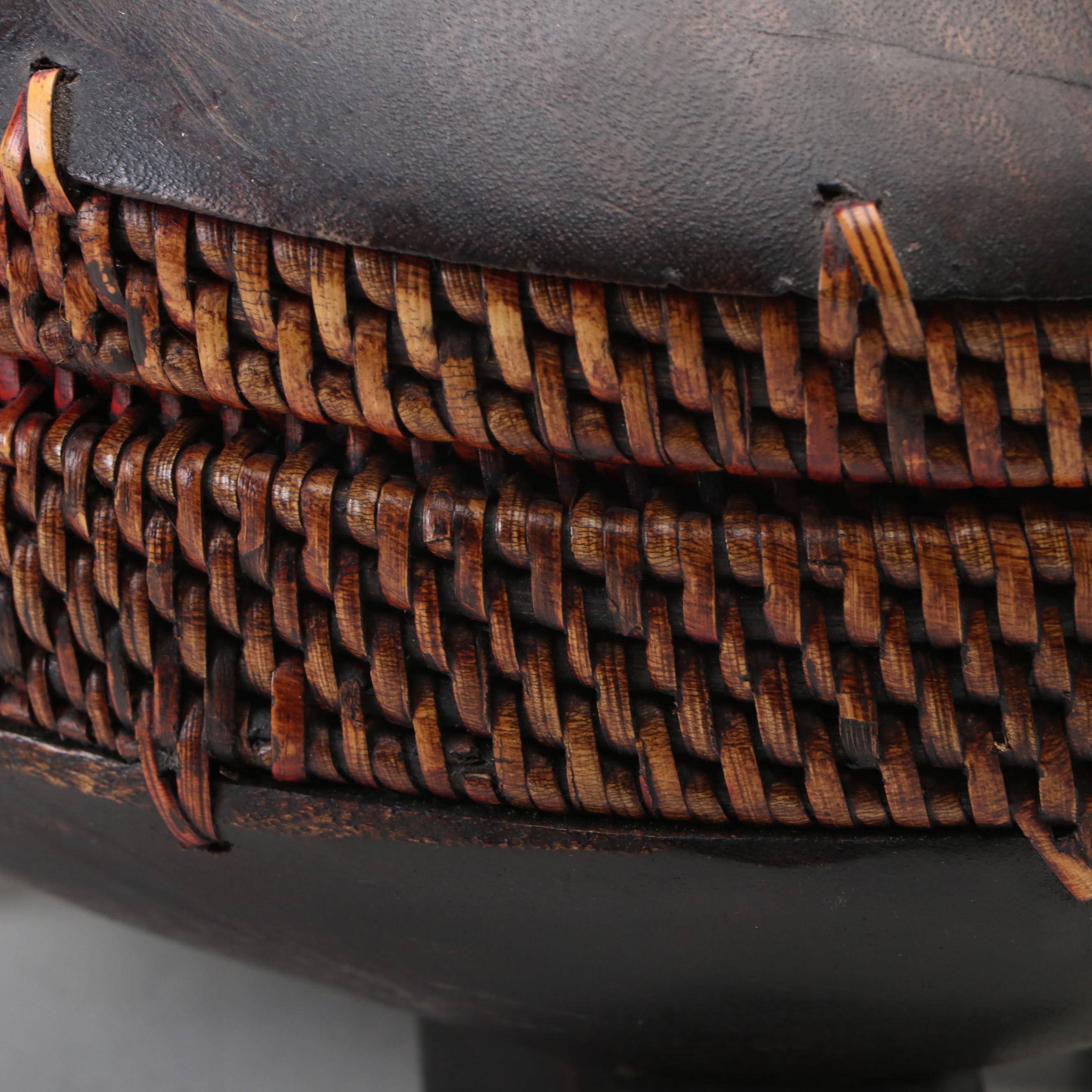 Ifugao Tribe Carved Wood and Rattan Weave Ceremonial Box