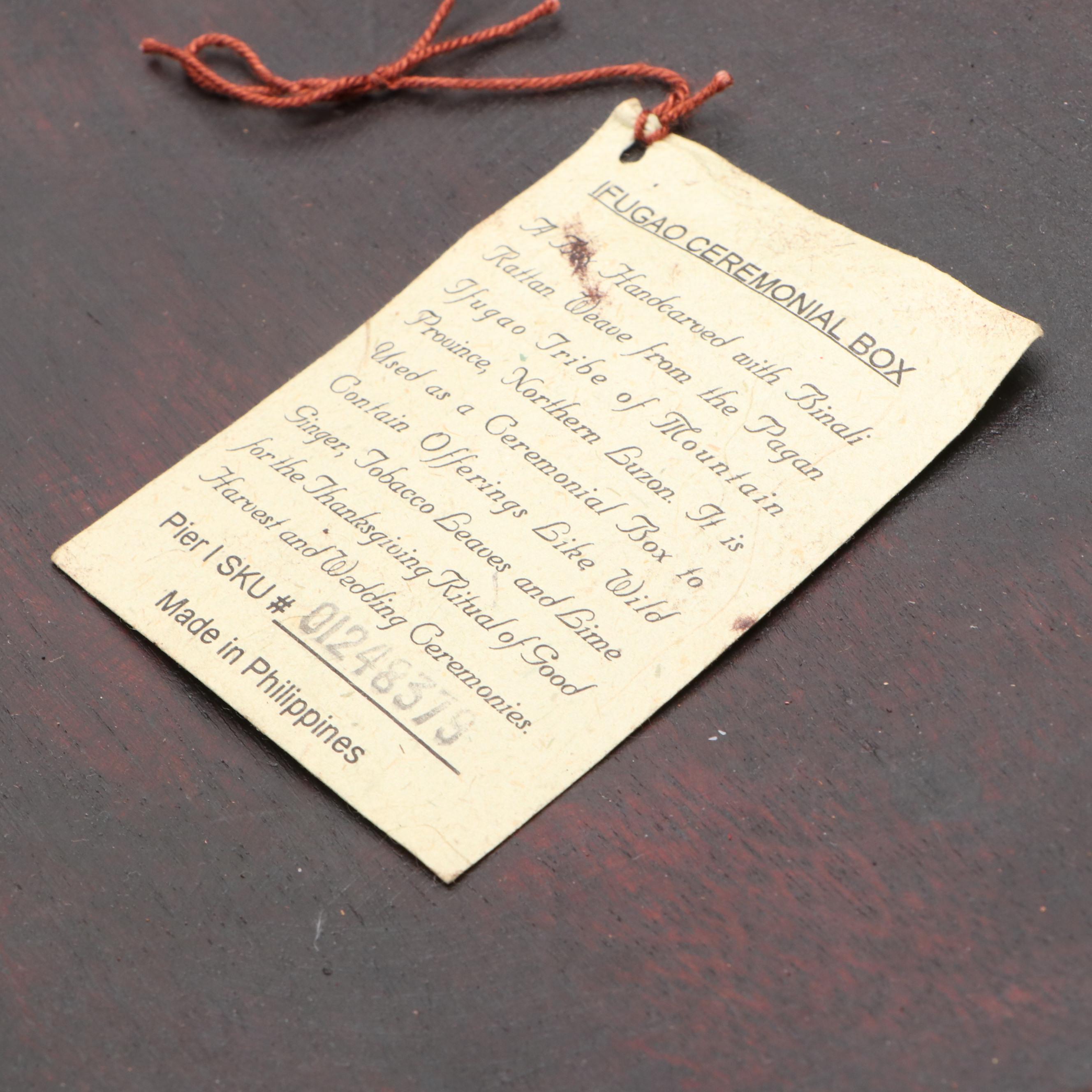 Ifugao Tribe Carved Wood and Rattan Weave Ceremonial Box