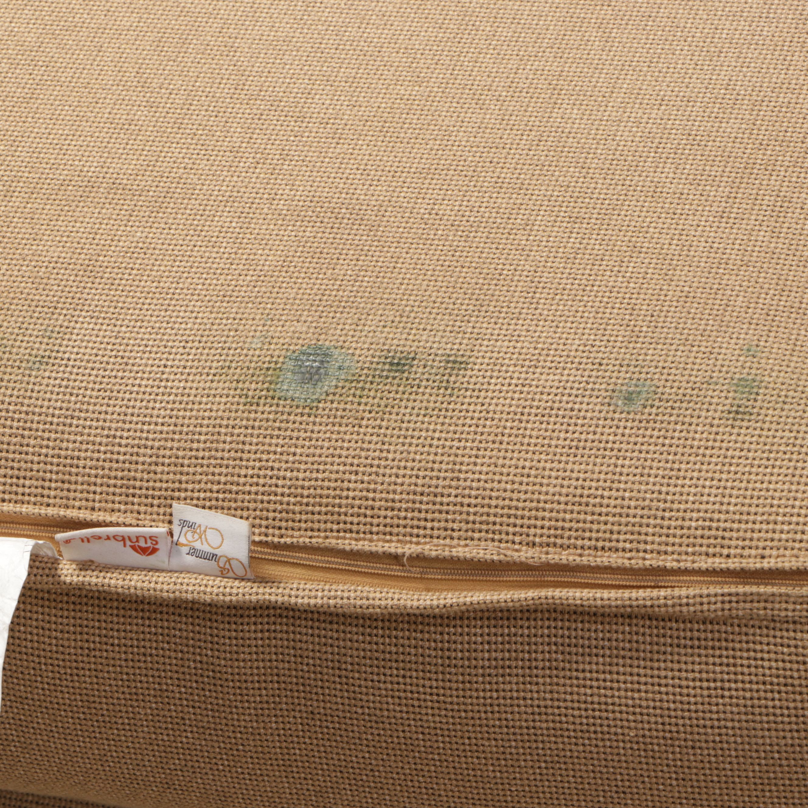 Pair of Cast Metal Patio Lounge Chairs with Ottoman and Accent Table