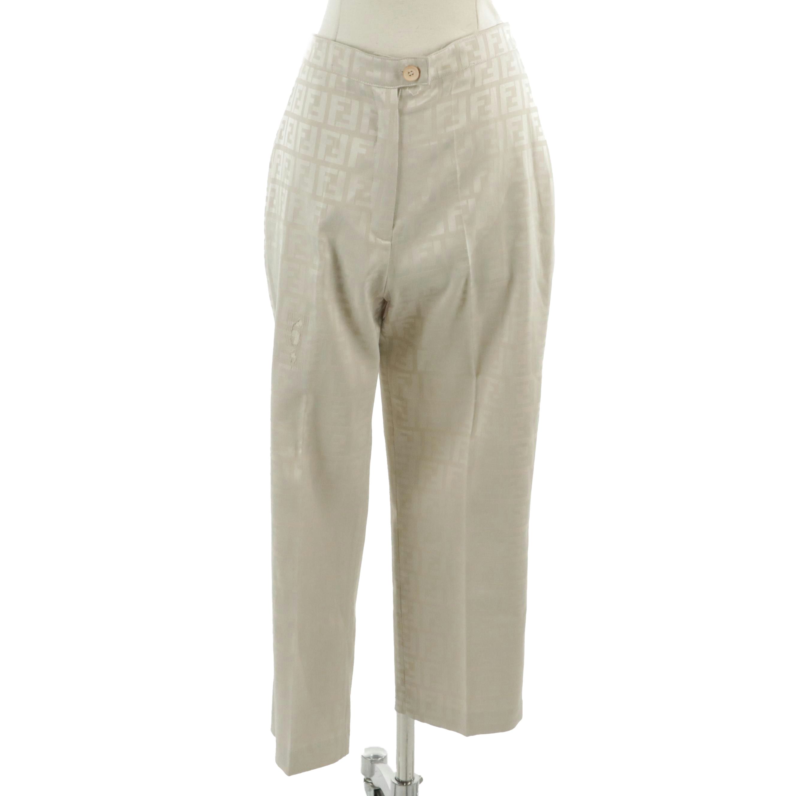 Fendi Vintage Cropped Trousers in FF Silk Jacquard