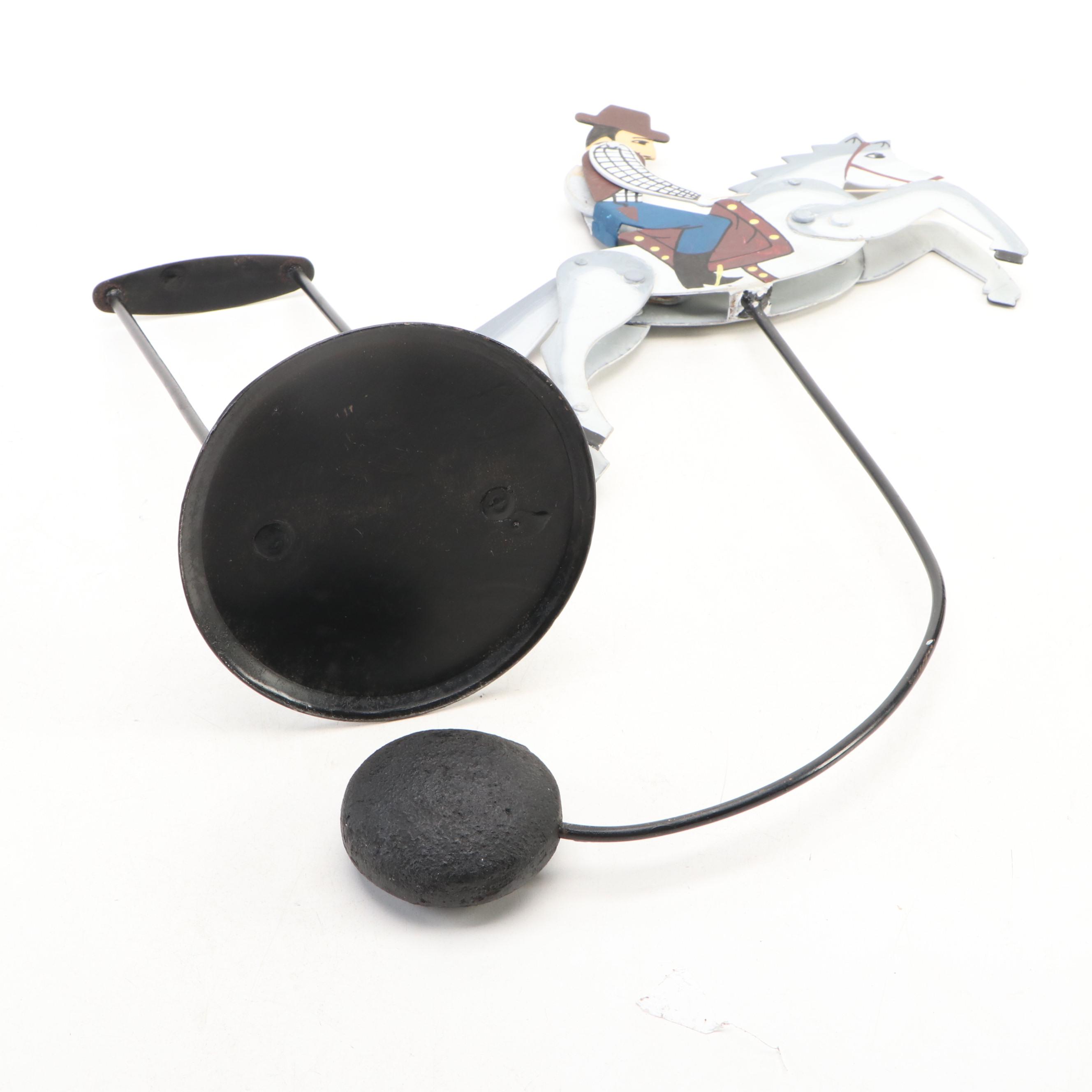 Folk Art Cowboy Hand-Painted Metal Pendulum Balancing Toy