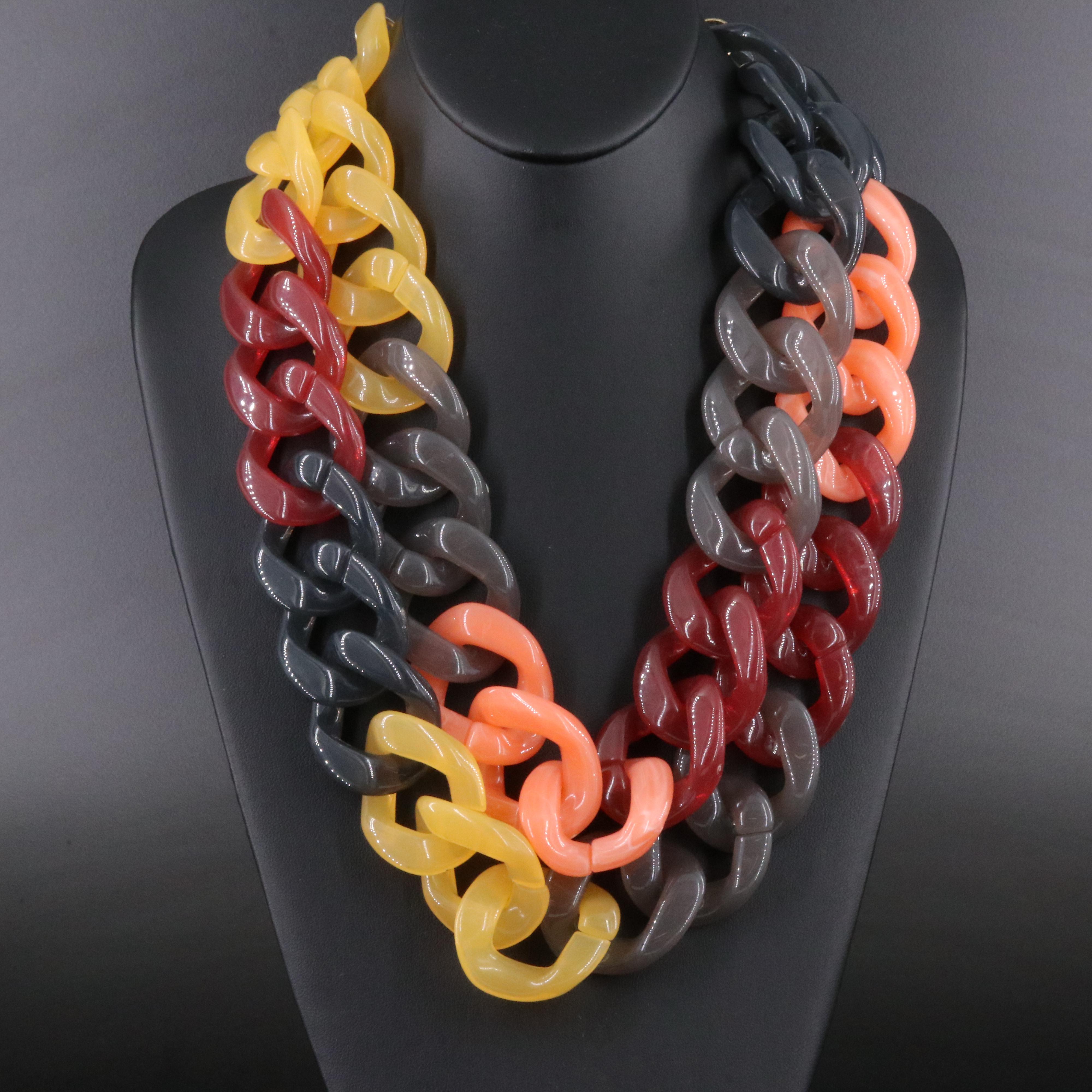 Double Strand Acrylic Curb Chain Necklace