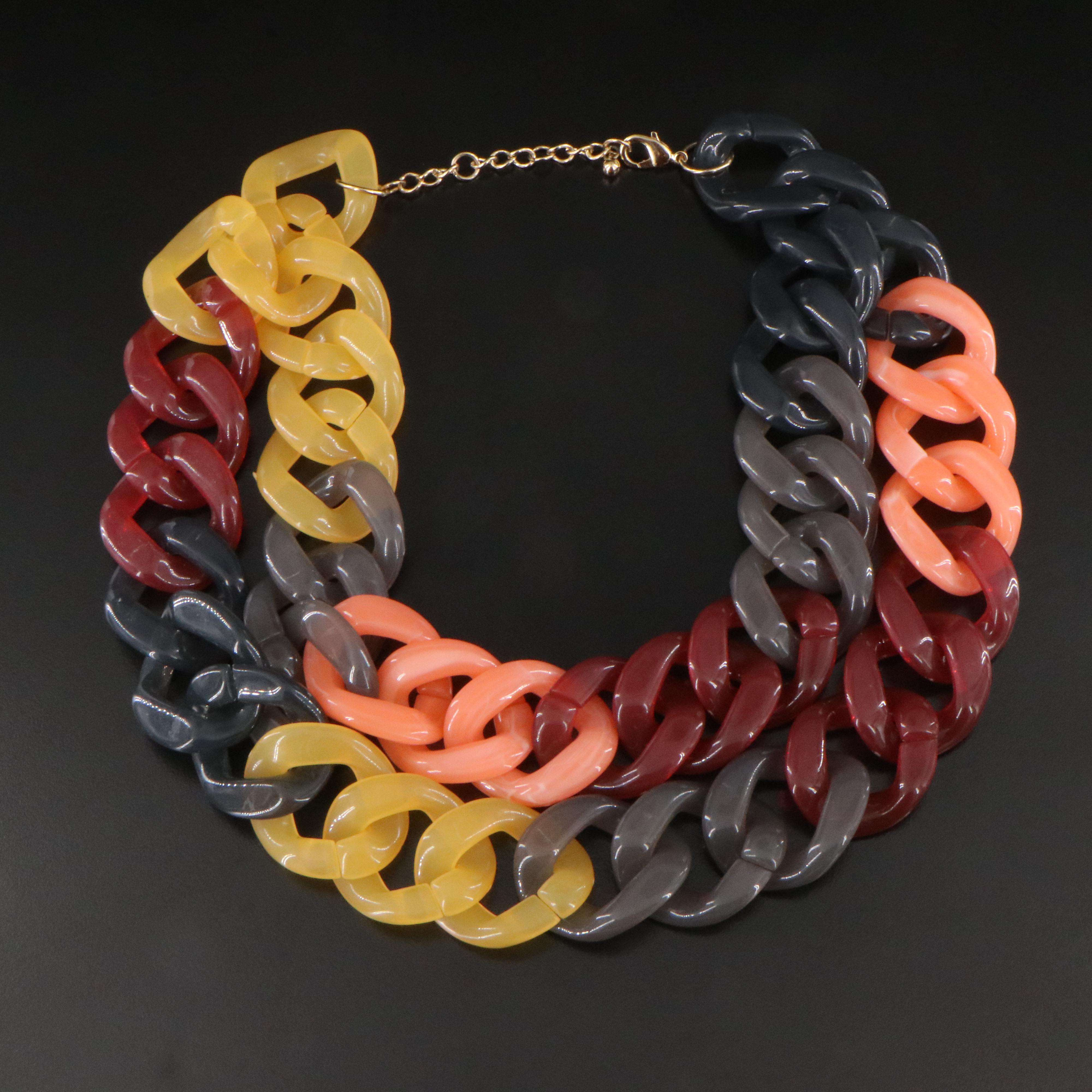 Double Strand Acrylic Curb Chain Necklace