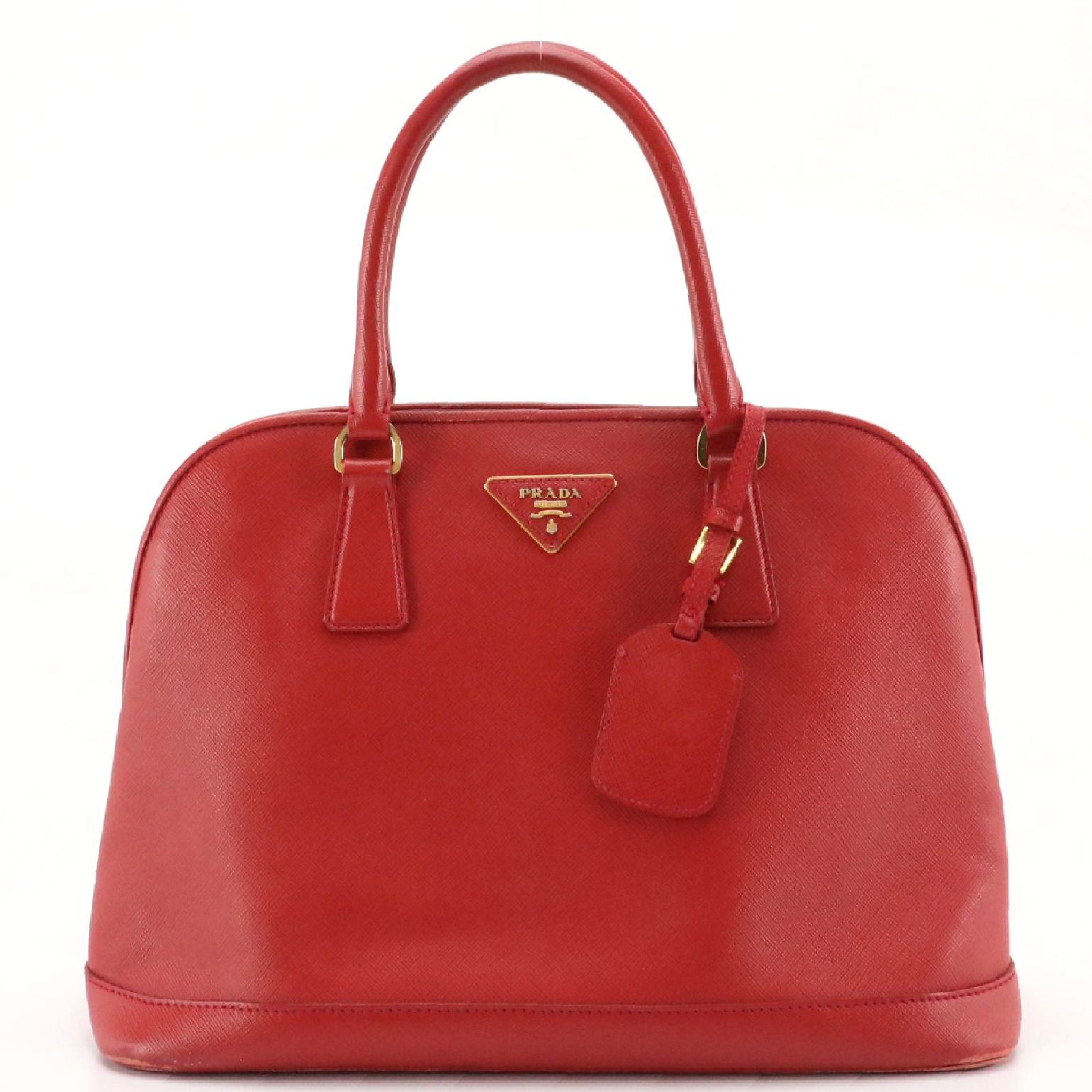 Prada Saffiano Lux Leather Two-Way Satchel in Fire Red
