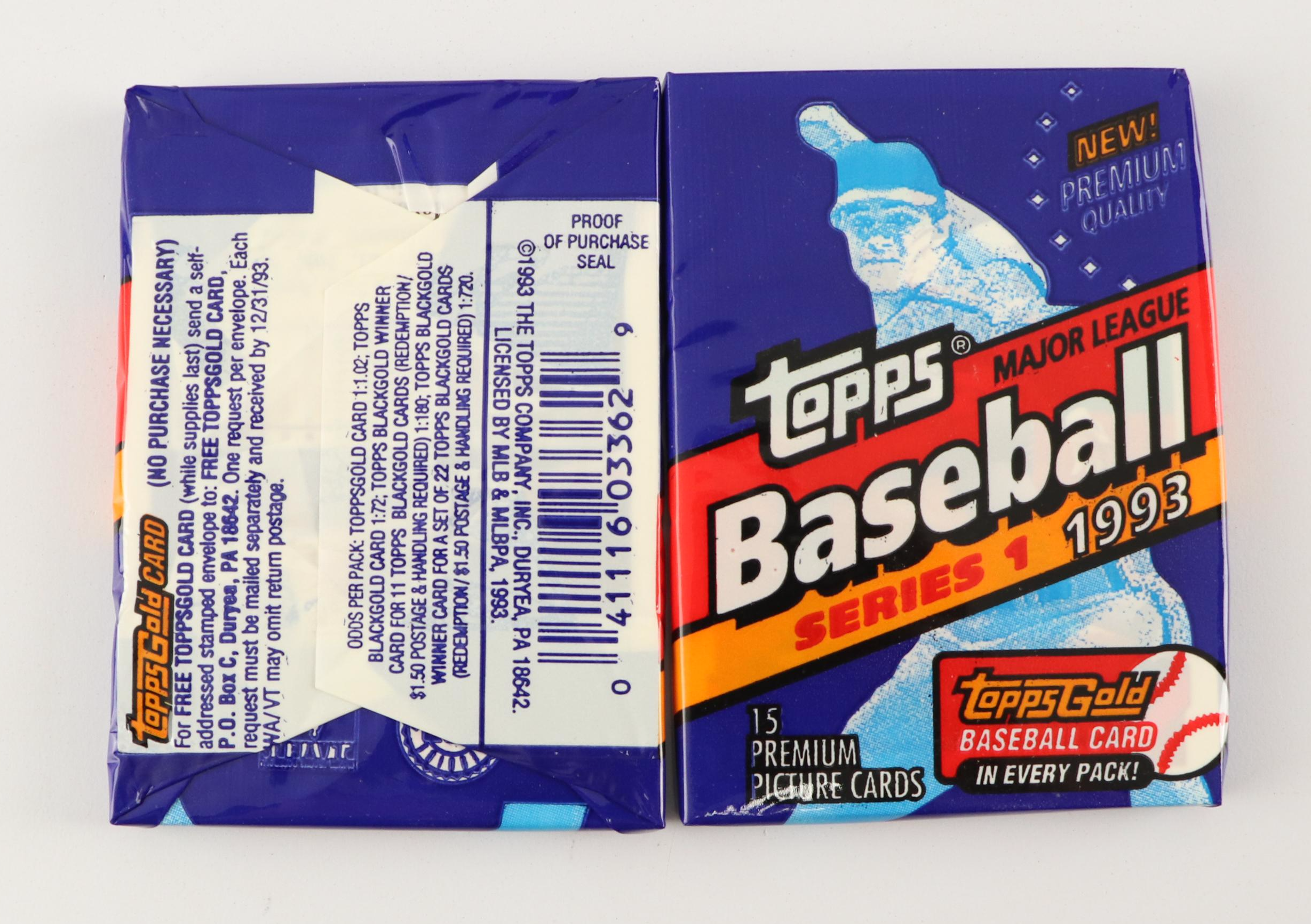 1993 Topps Sealed Baseball Card Wax Packs with Sealed Sets and More