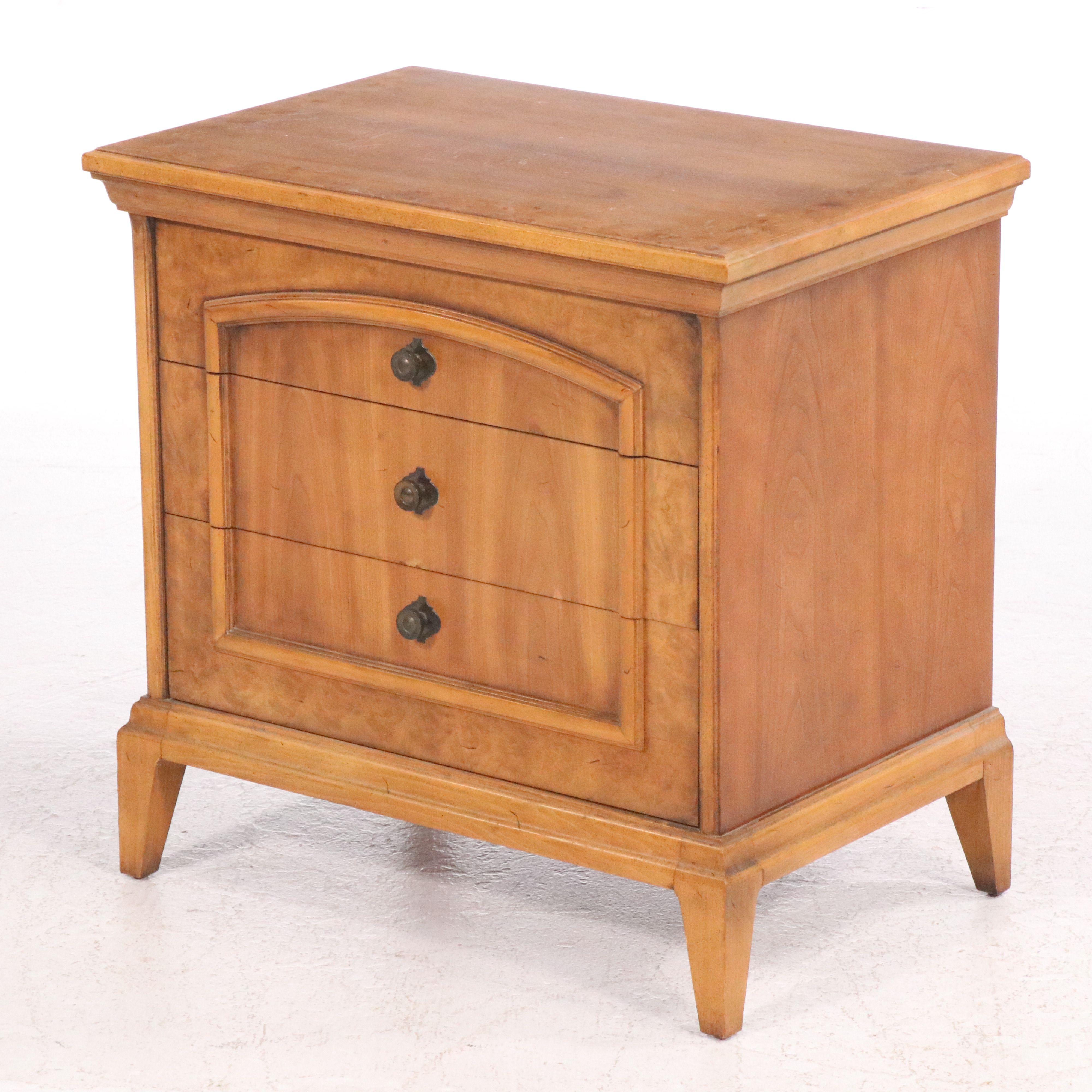 Pair of J. B. Van Sciver Co. Burl Wood and Walnut Nightstands, Mid-20th Century