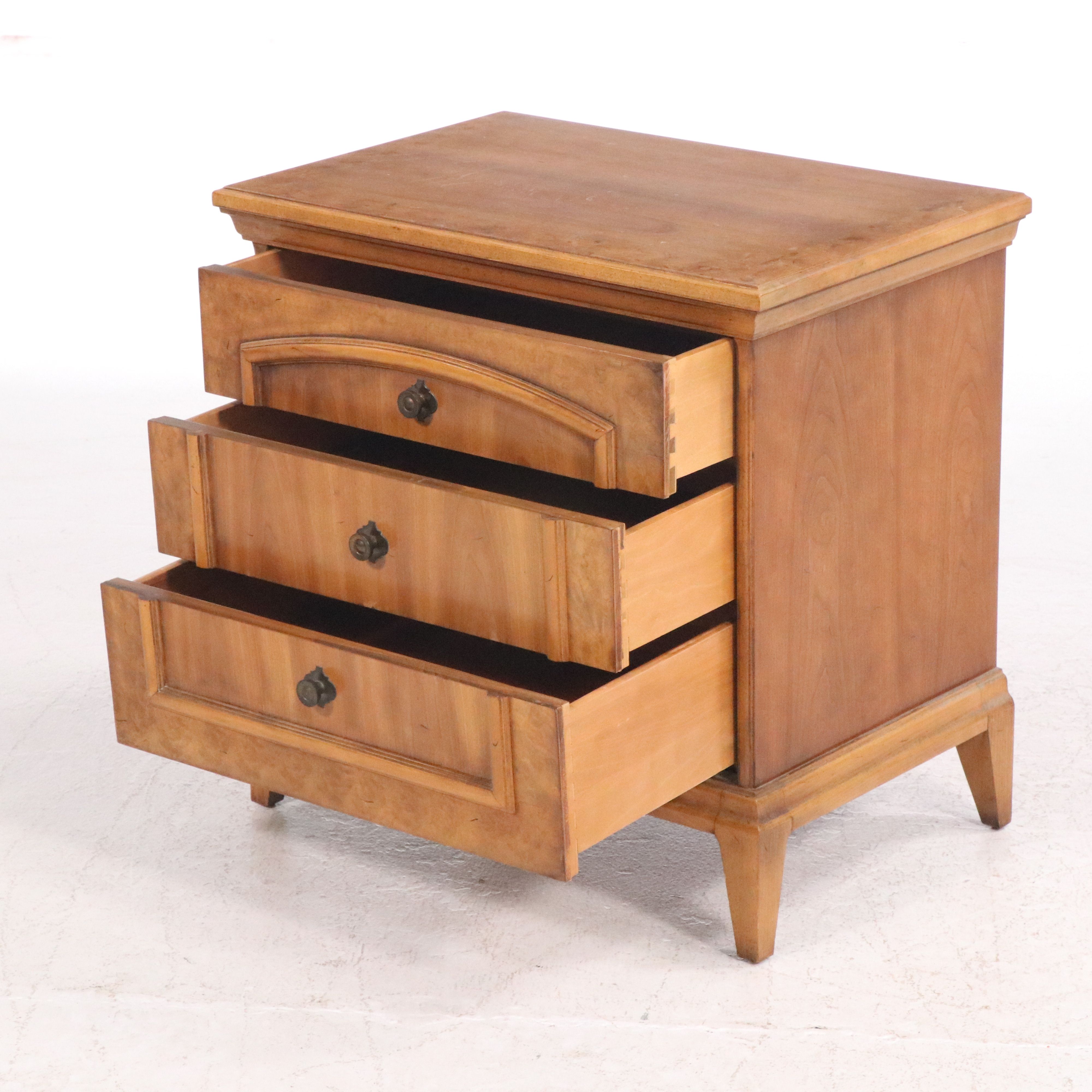 Pair of J. B. Van Sciver Co. Burl Wood and Walnut Nightstands, Mid-20th Century