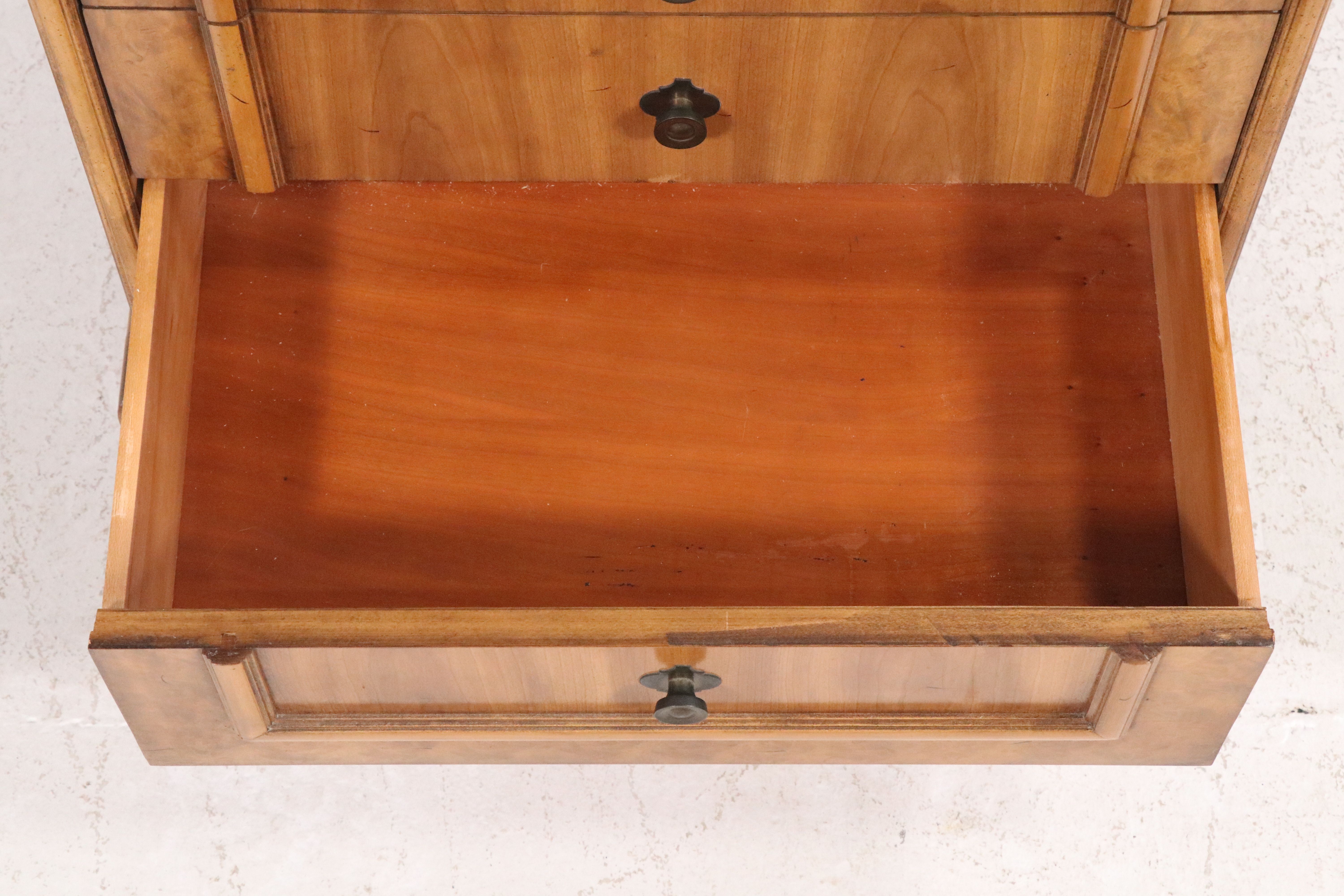 Pair of J. B. Van Sciver Co. Burl Wood and Walnut Nightstands, Mid-20th Century