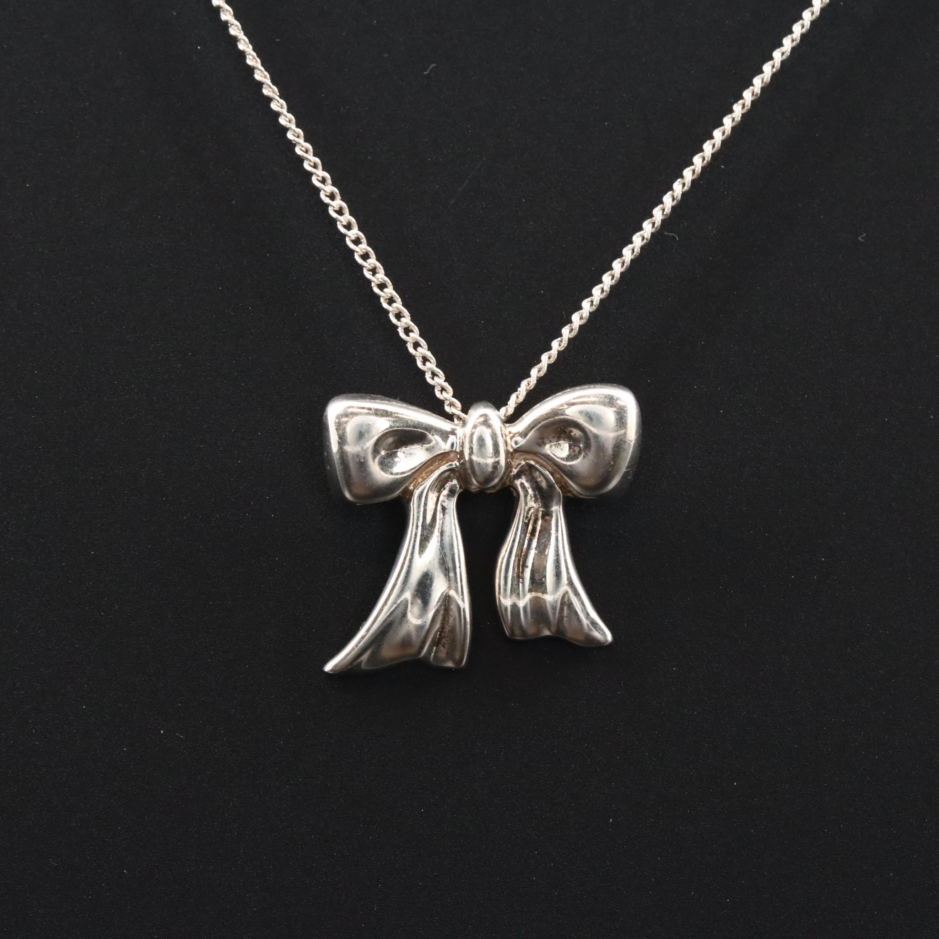 Tiffany & Co. Sterling Ribbon Bow Necklace