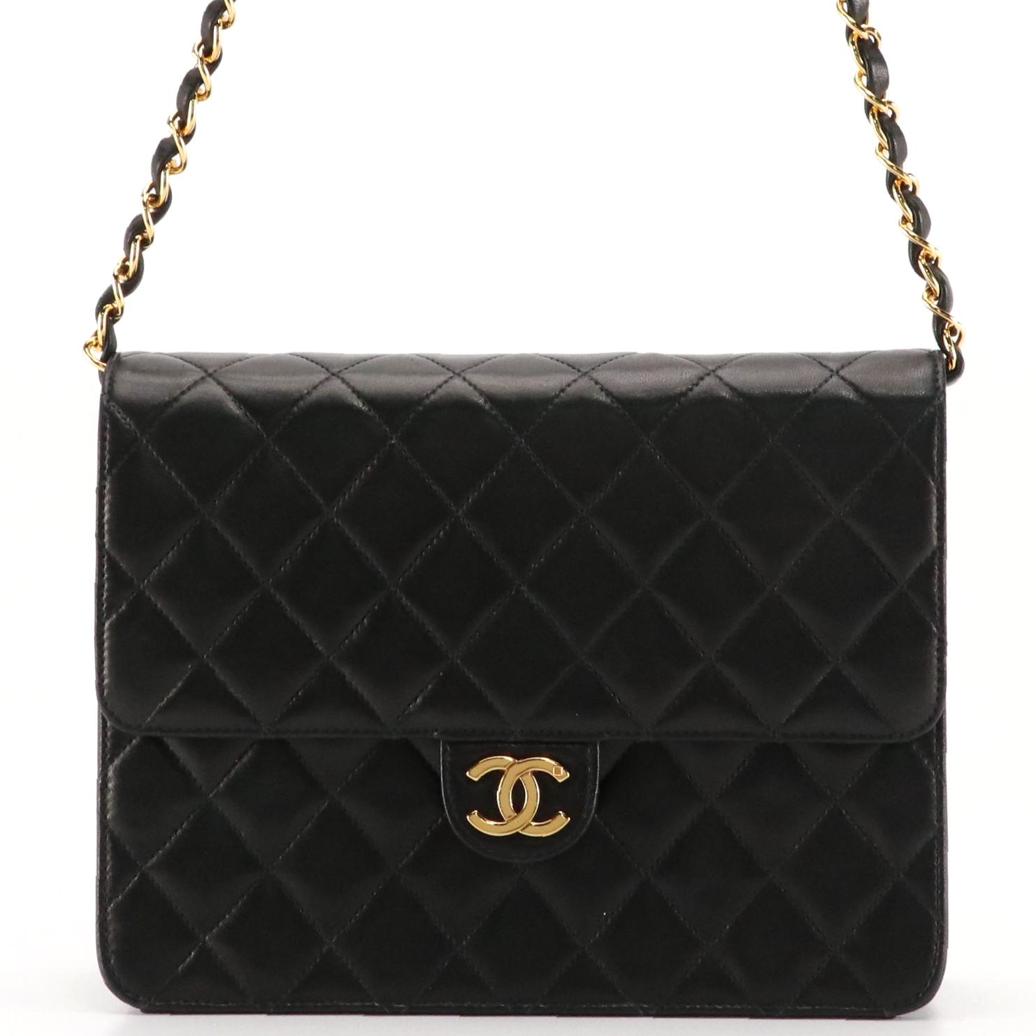 Chanel Small Classic Single Flap Bag in Black Quilted Lambskin Leather, With Box