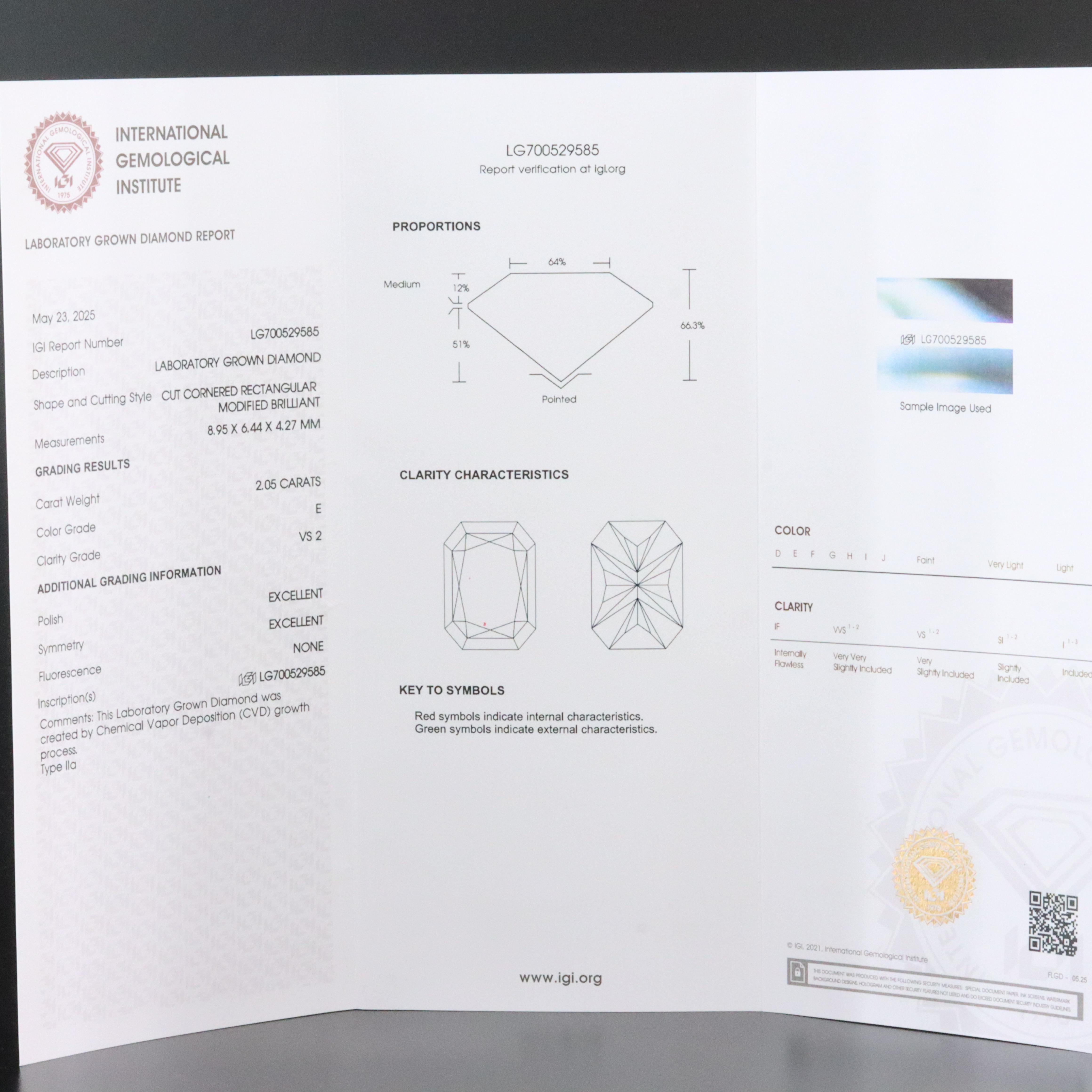 14K 2.05 CT Lab Grown Diamond Solitaire Ring with IGI Report