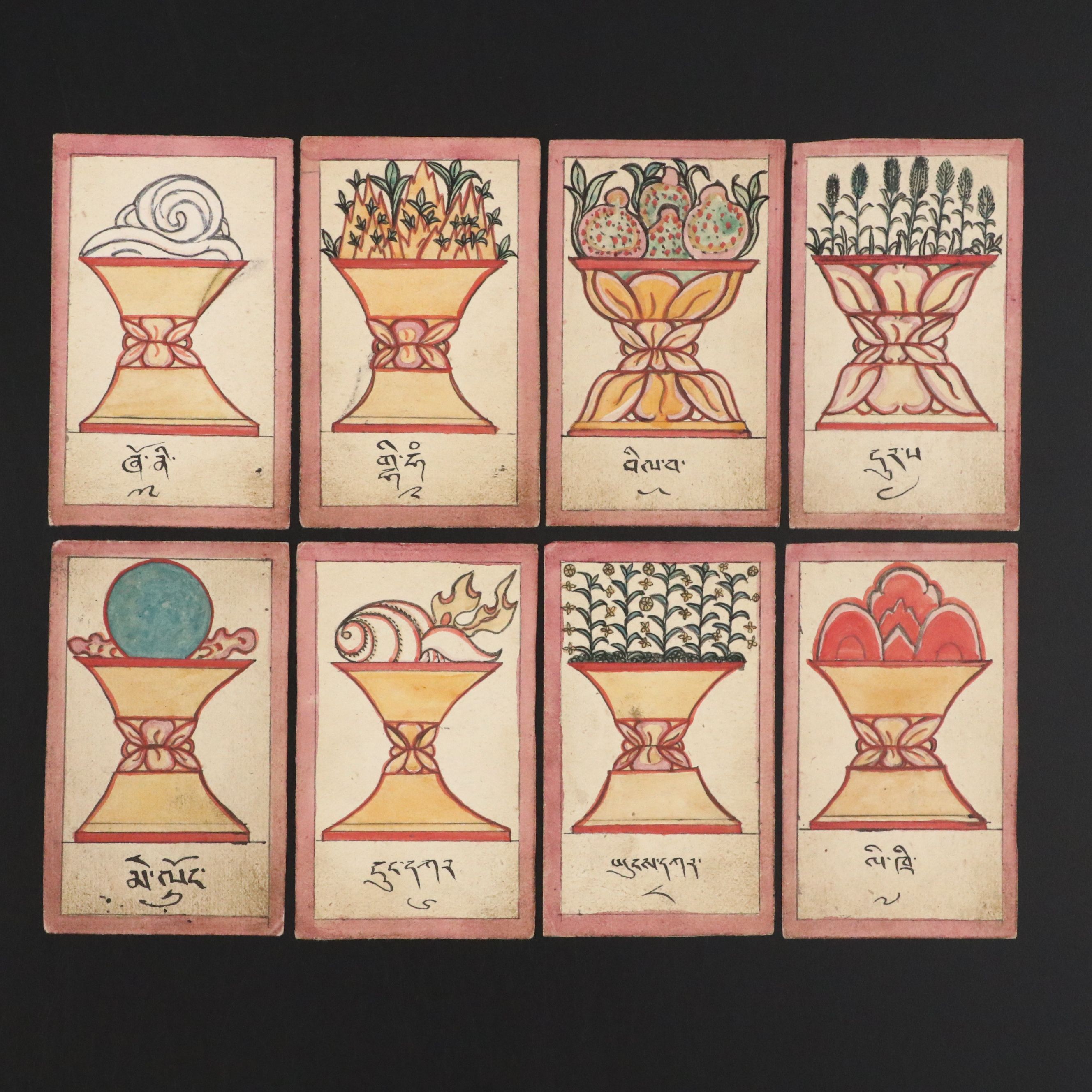 Antique  Hand-Painted Buddhist Tsakli Cards