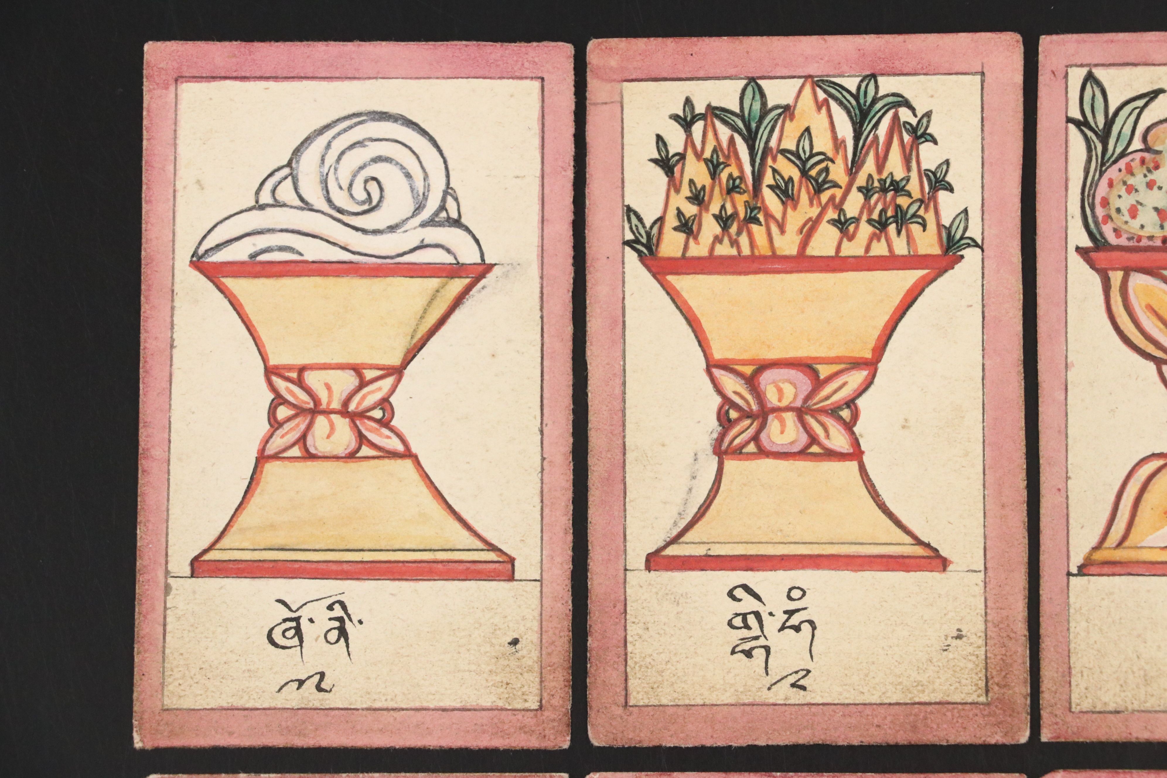 Antique  Hand-Painted Buddhist Tsakli Cards