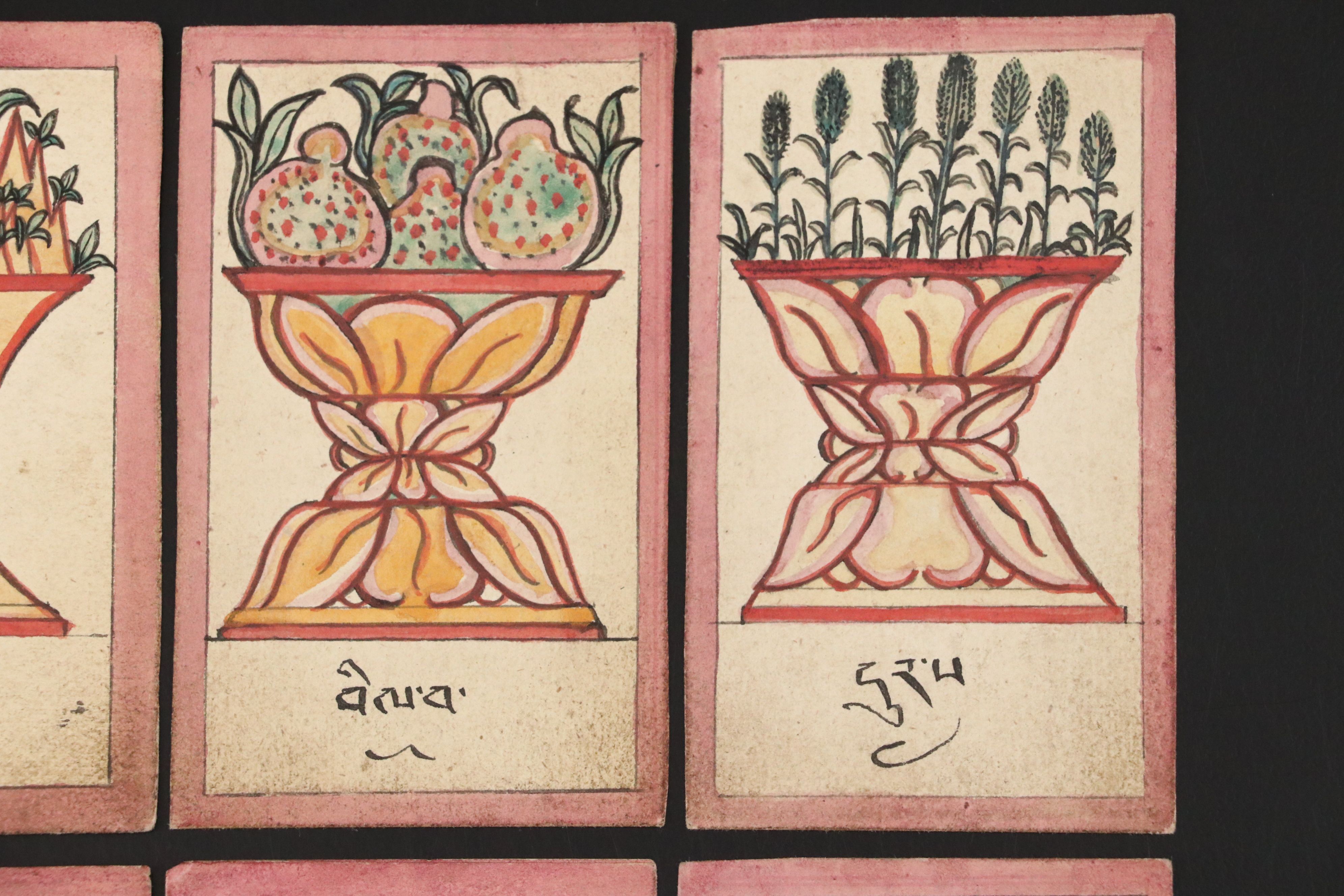 Antique  Hand-Painted Buddhist Tsakli Cards