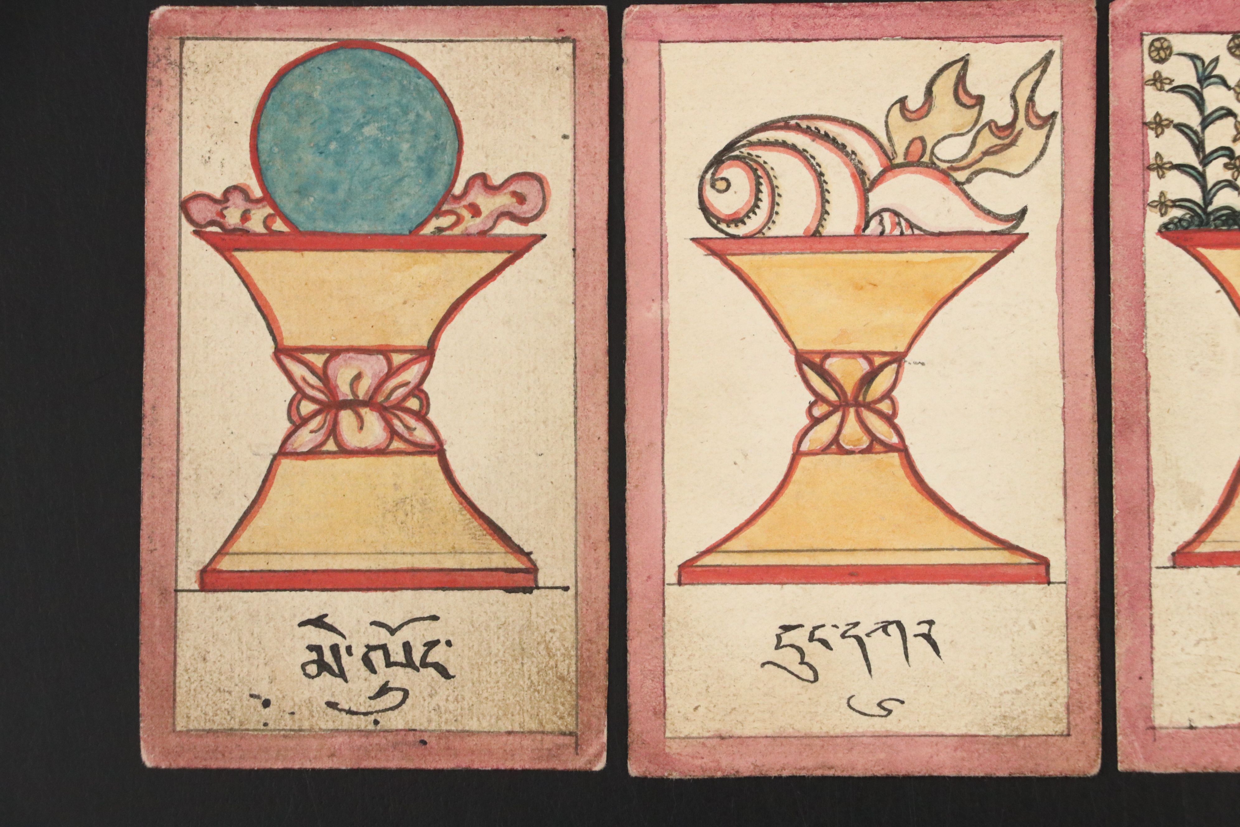 Antique  Hand-Painted Buddhist Tsakli Cards
