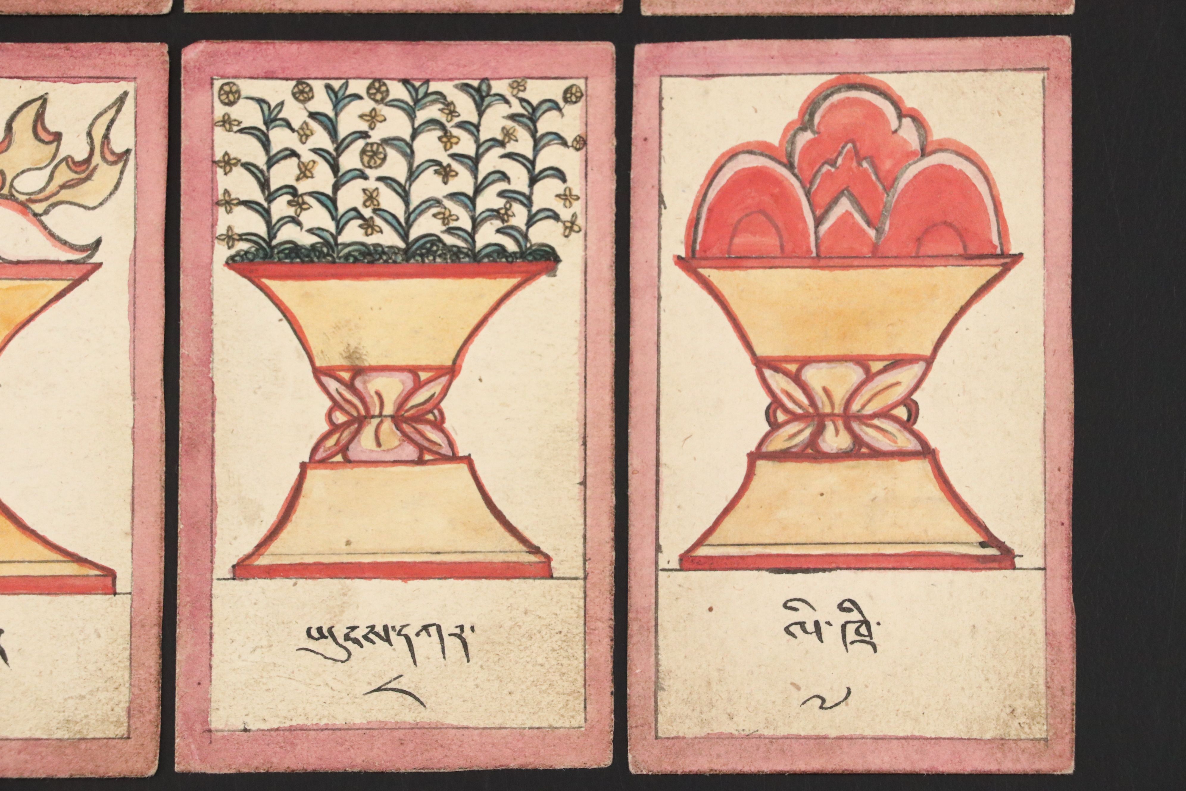 Antique  Hand-Painted Buddhist Tsakli Cards