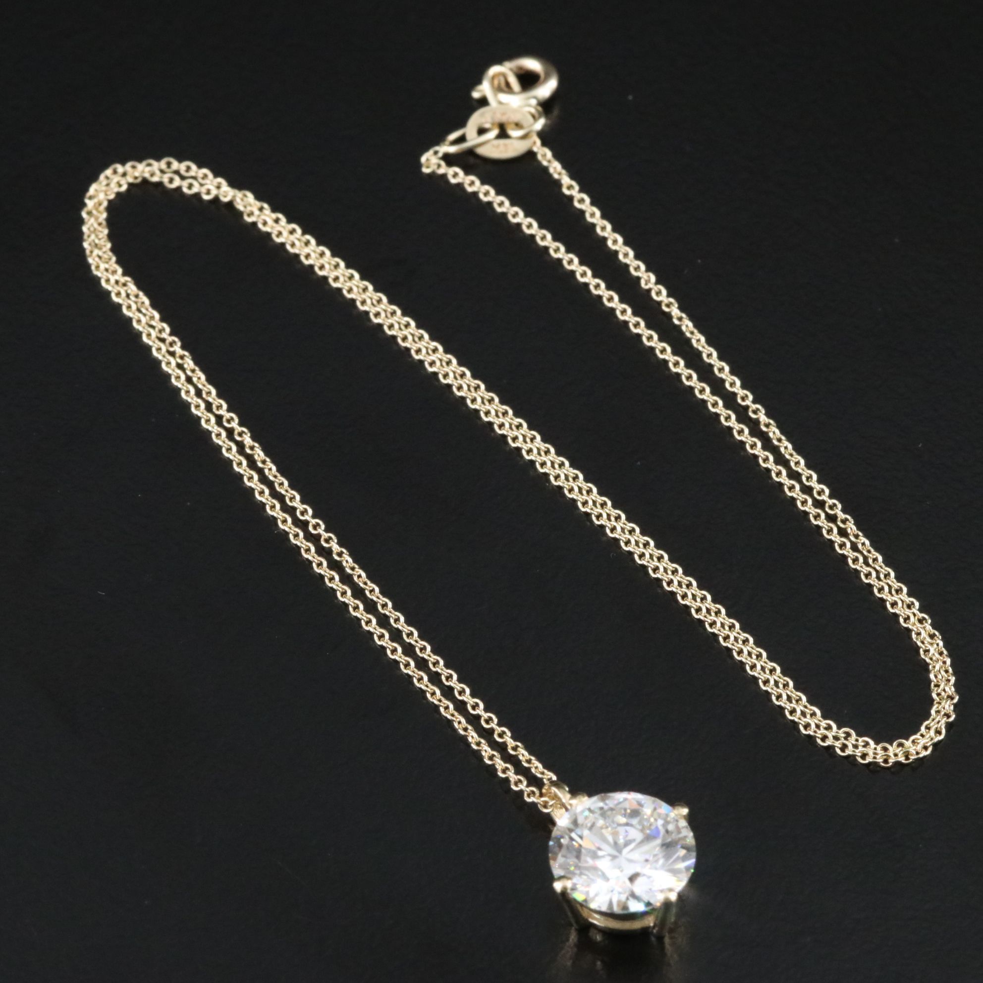 14K 3.05 CTW Lab Grown Diamond Solitaire Pendant Necklace with IGI Report