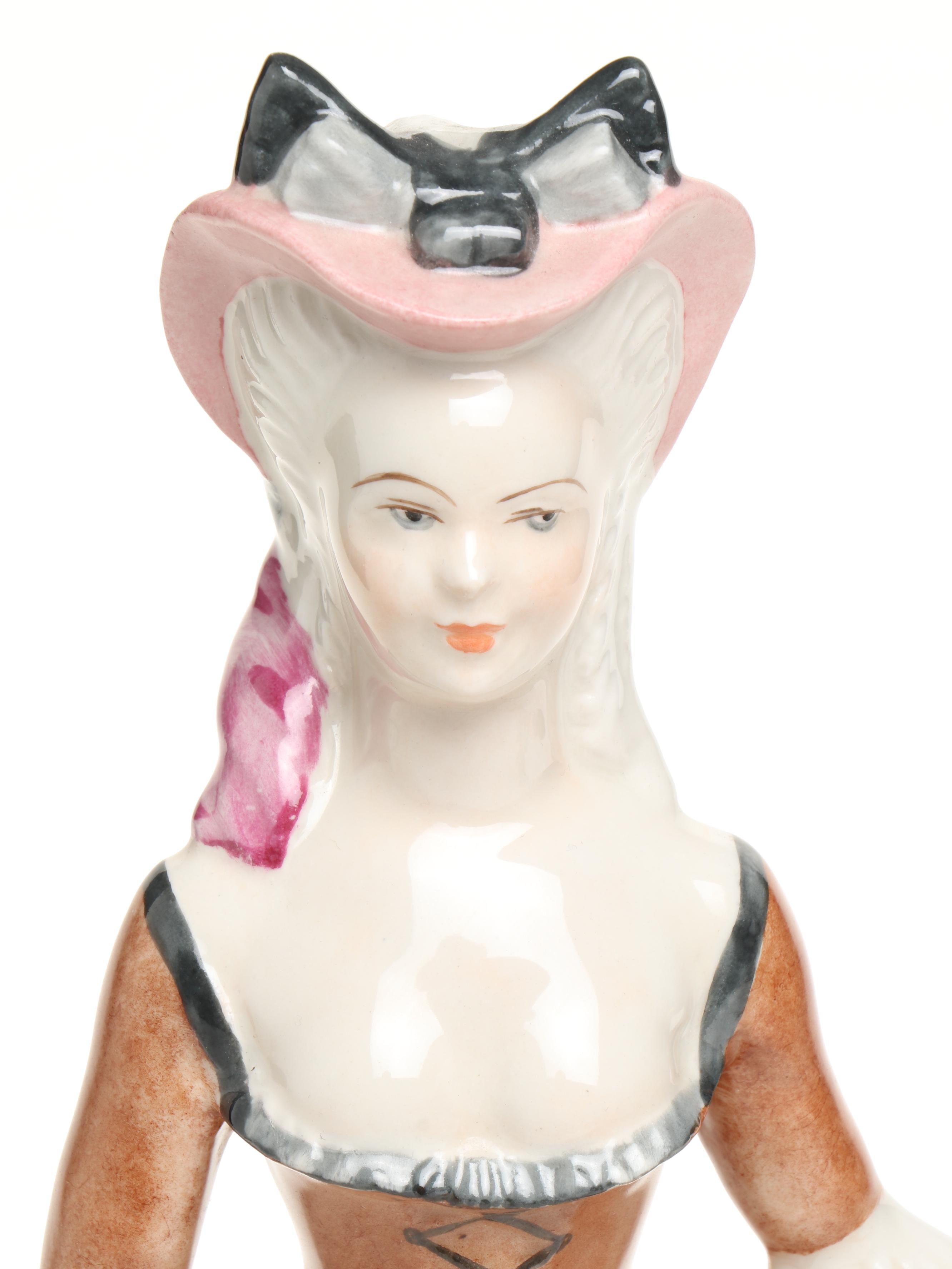 Capo di Monte Porcelain Rose Branch with Other Victorian Lady Figure