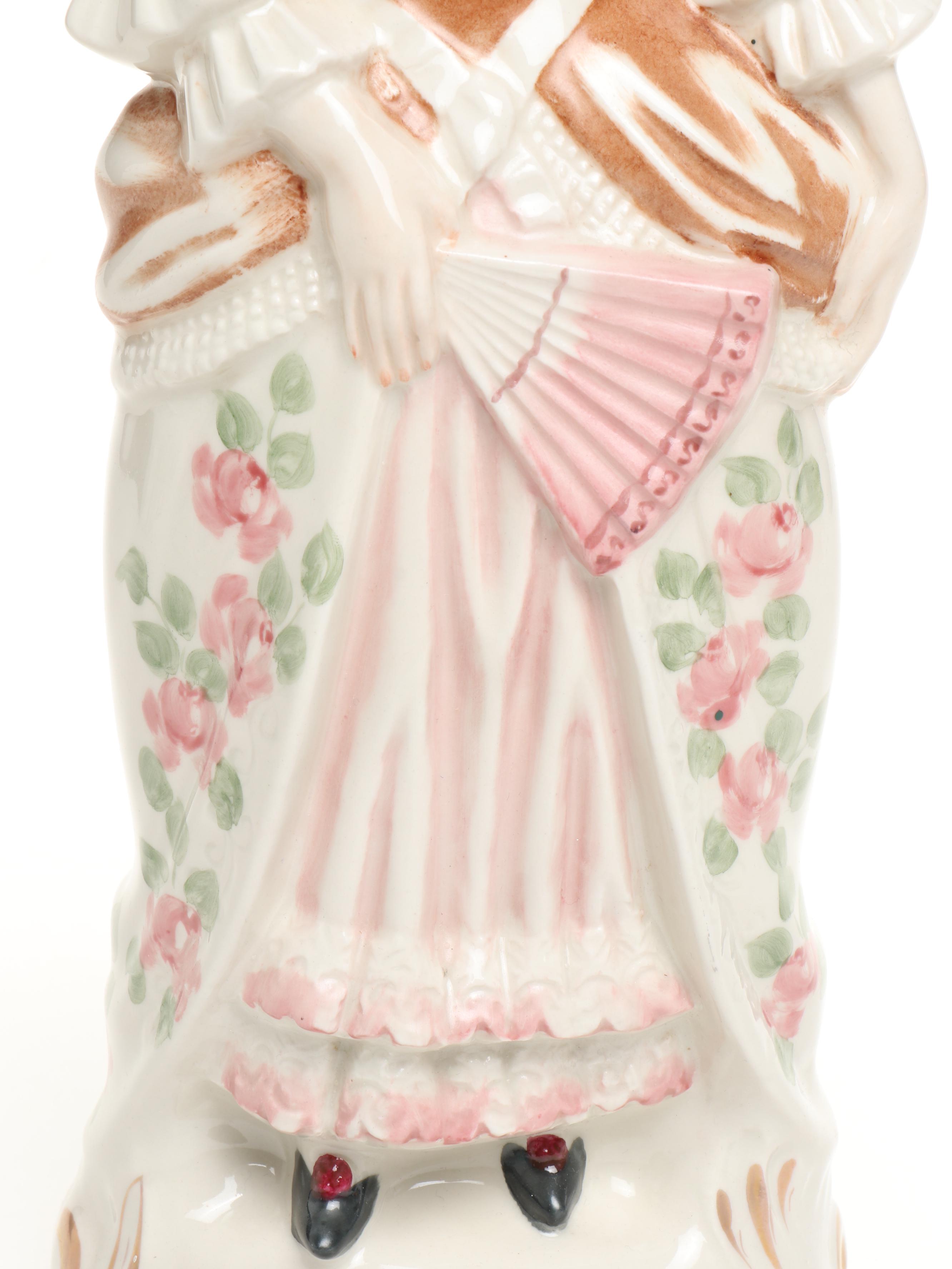 Capo di Monte Porcelain Rose Branch with Other Victorian Lady Figure