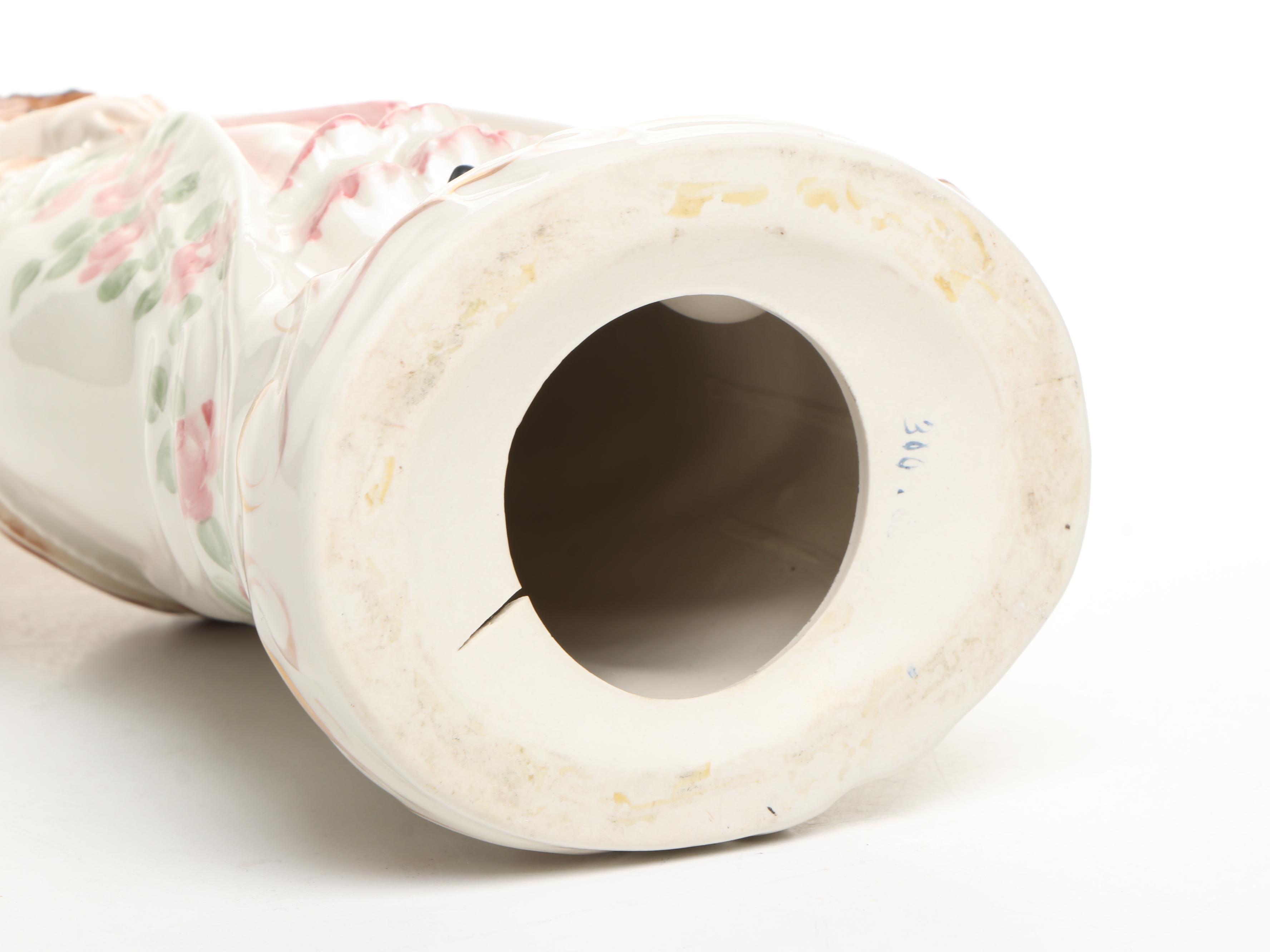 Capo di Monte Porcelain Rose Branch with Other Victorian Lady Figure