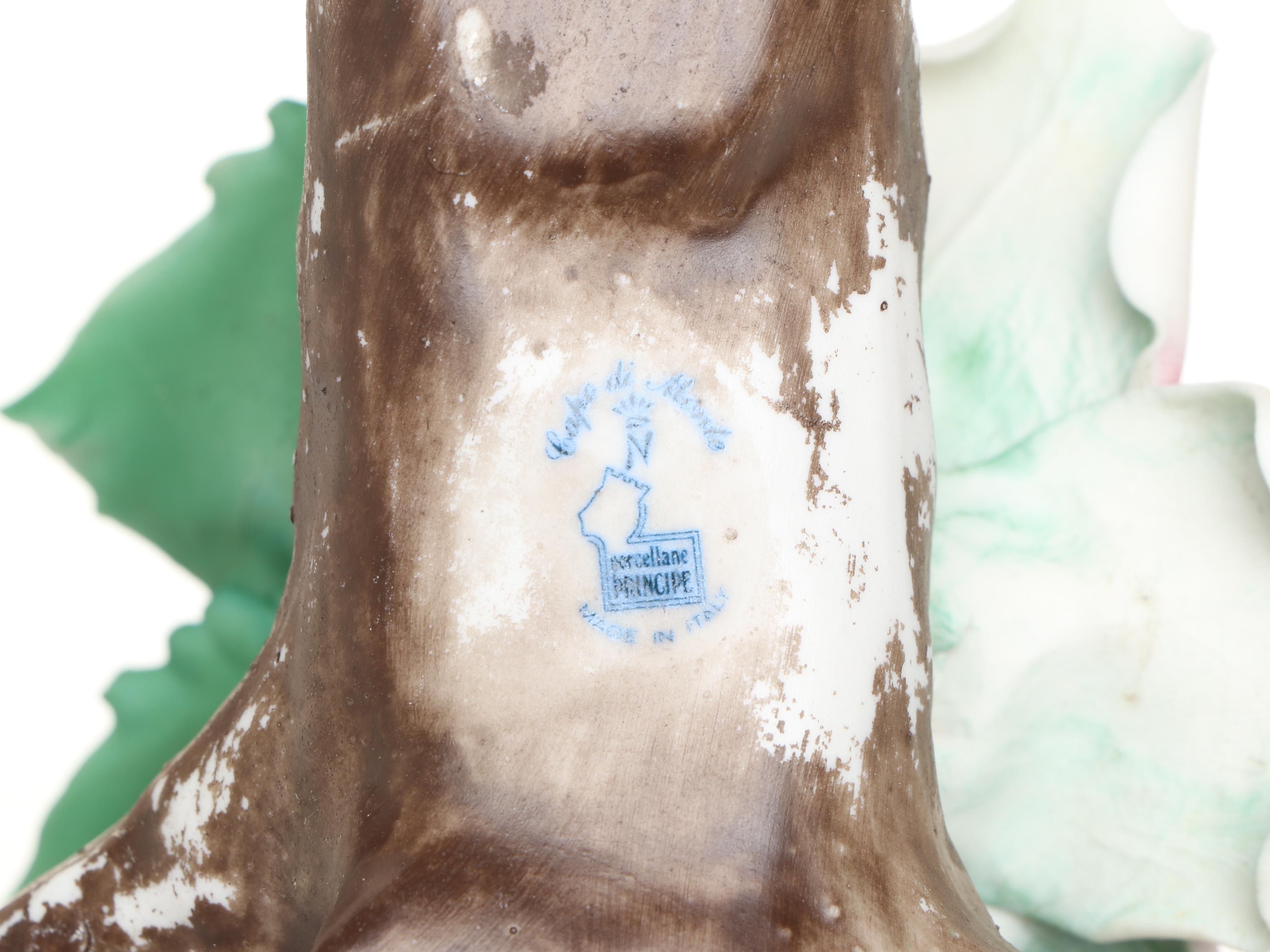 Capo di Monte Porcelain Rose Branch with Other Victorian Lady Figure