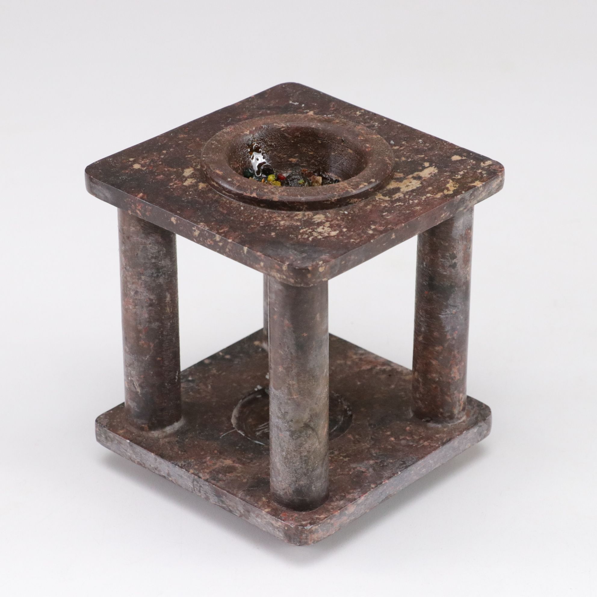 Soapstone Oil Warmer, Carved Incense Tower and Lattice Marble Tealight Holder