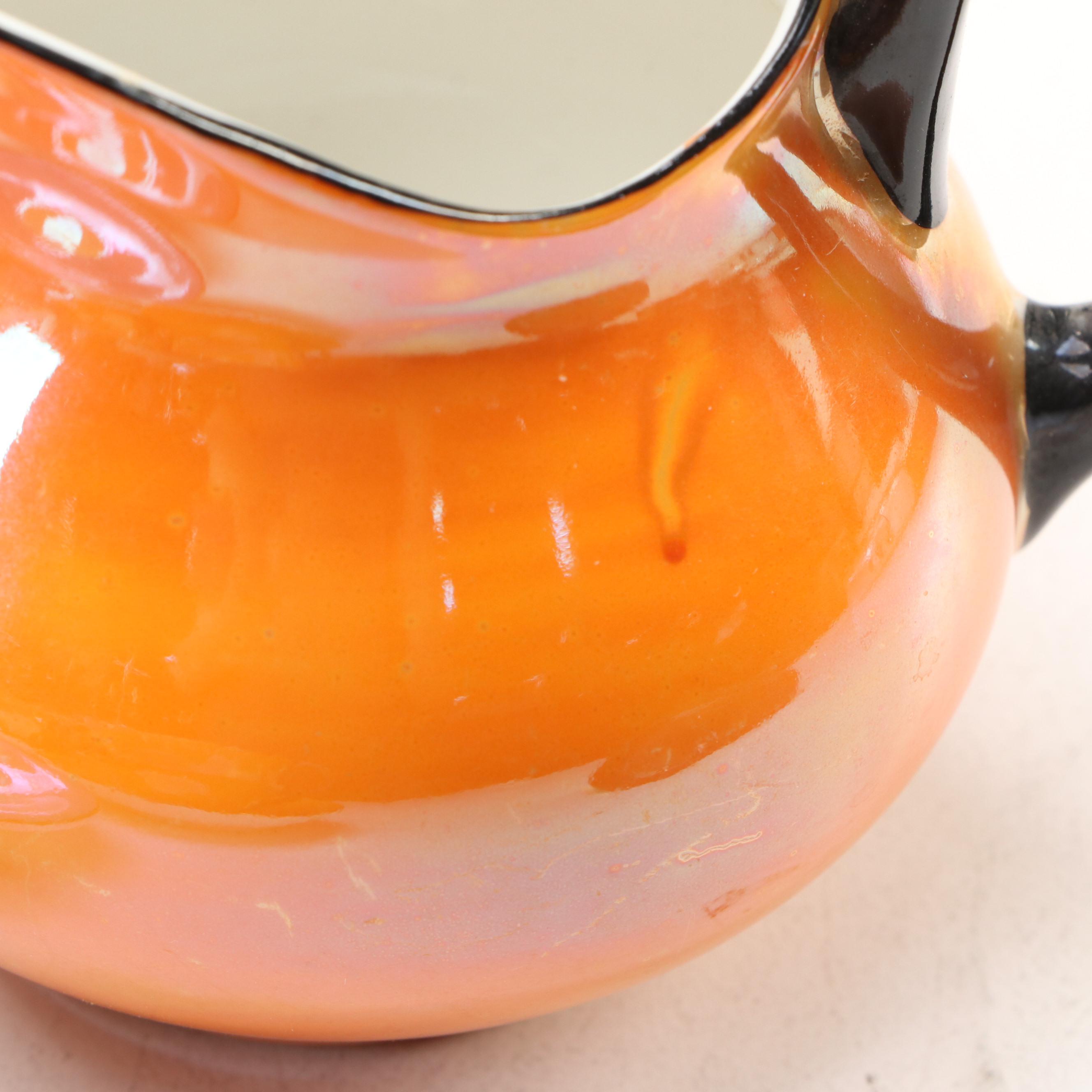 Rudolph Wachter Art Deco Orange Tea Set with Other Laurel Lusterware