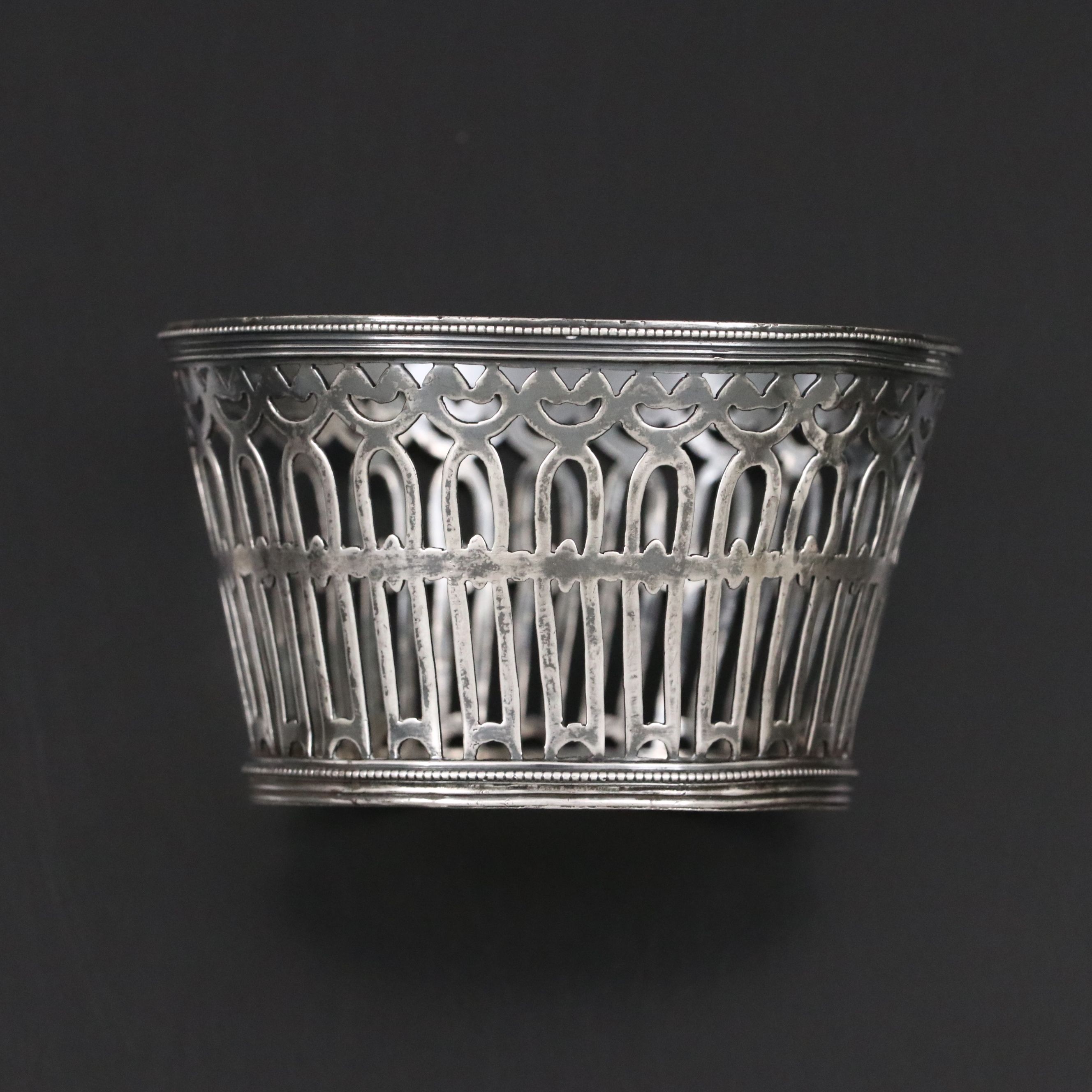Antique English Sterling Silver Reticulated Basket and Engraved Vesta Case