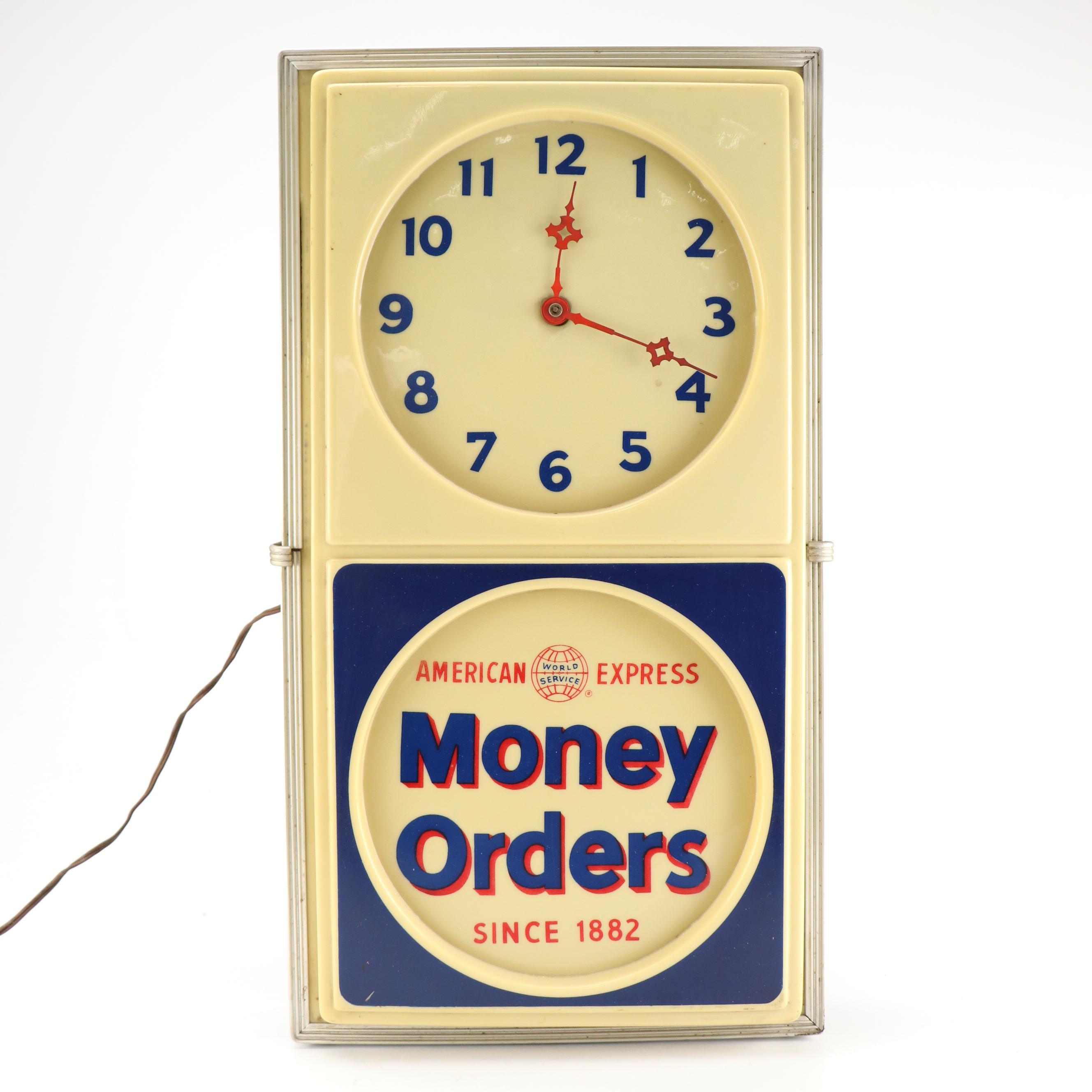American Express Money Orders Advertising Clock, 1957