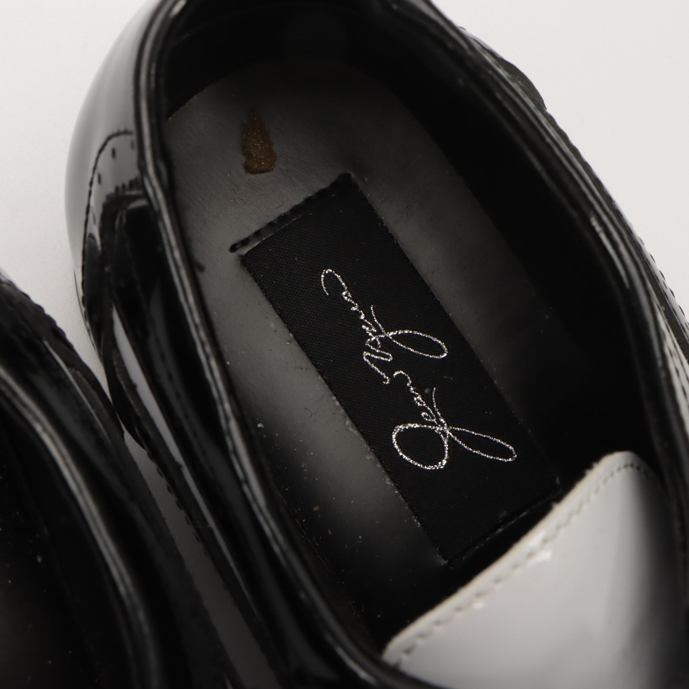 Men's Jean Yves Wingtip Oxford Shoes in Black and White Patent Leather