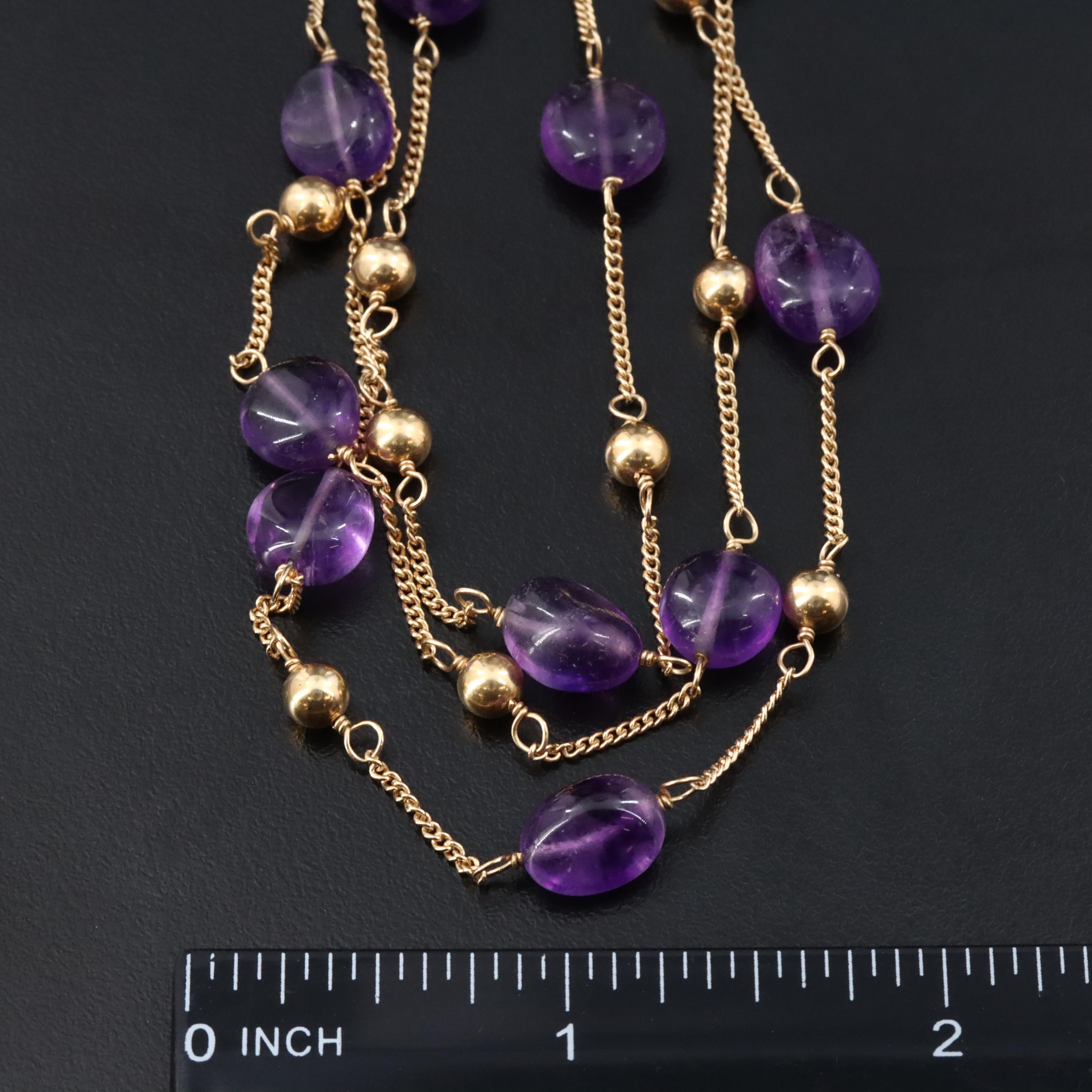 Sterling Amethyst Station Necklaces