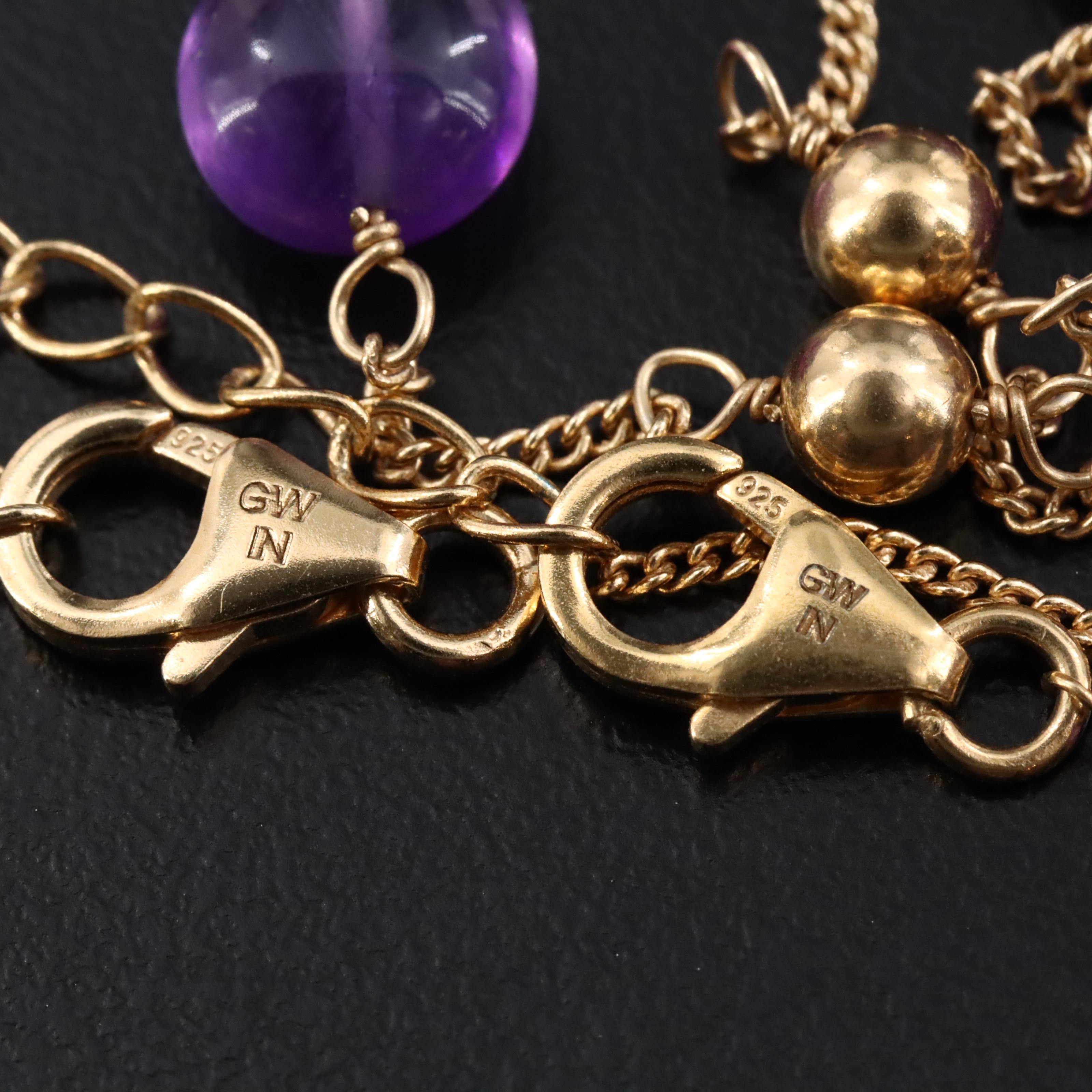 Sterling Amethyst Station Necklaces