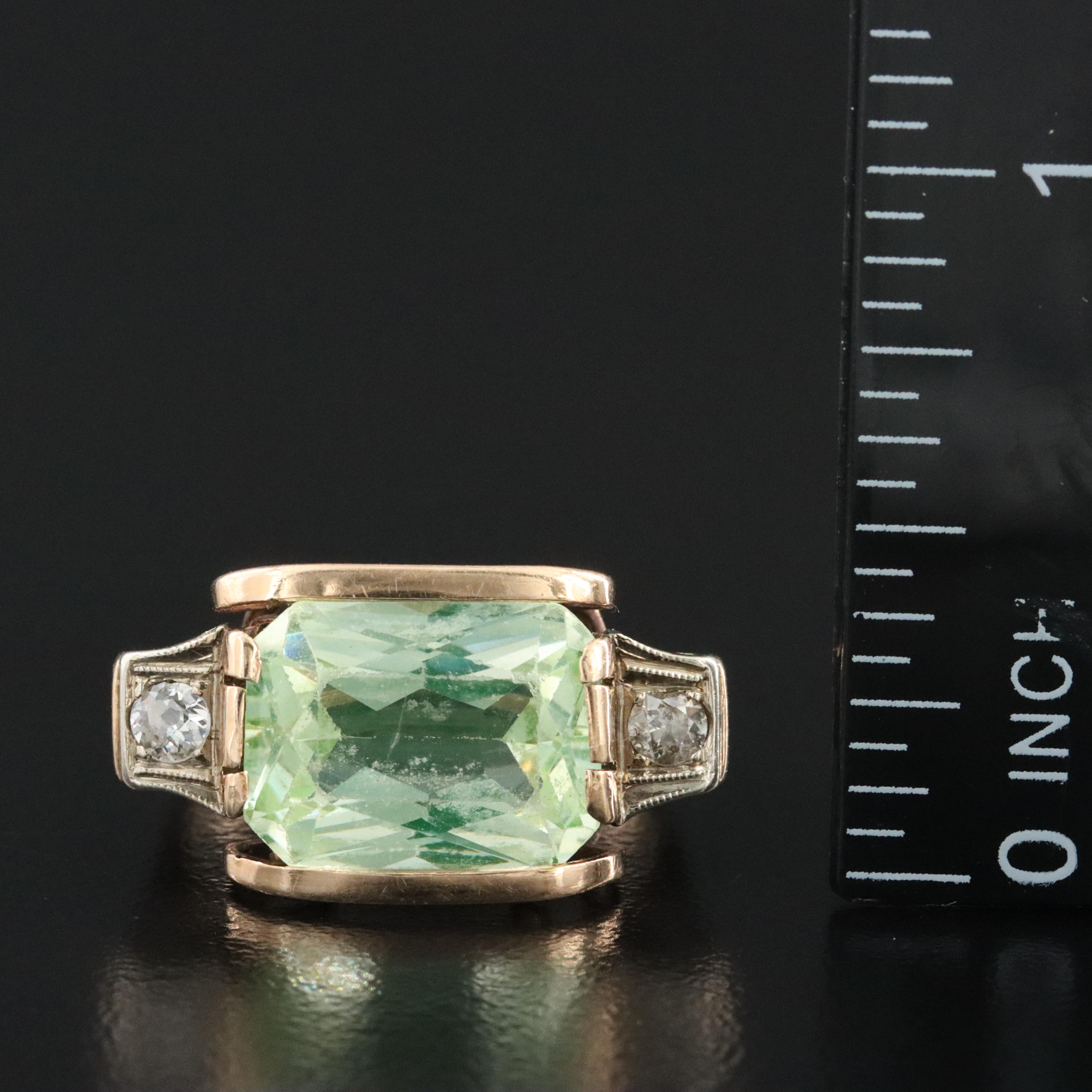 Vintage 14K Spinel and Diamond East-West Ring