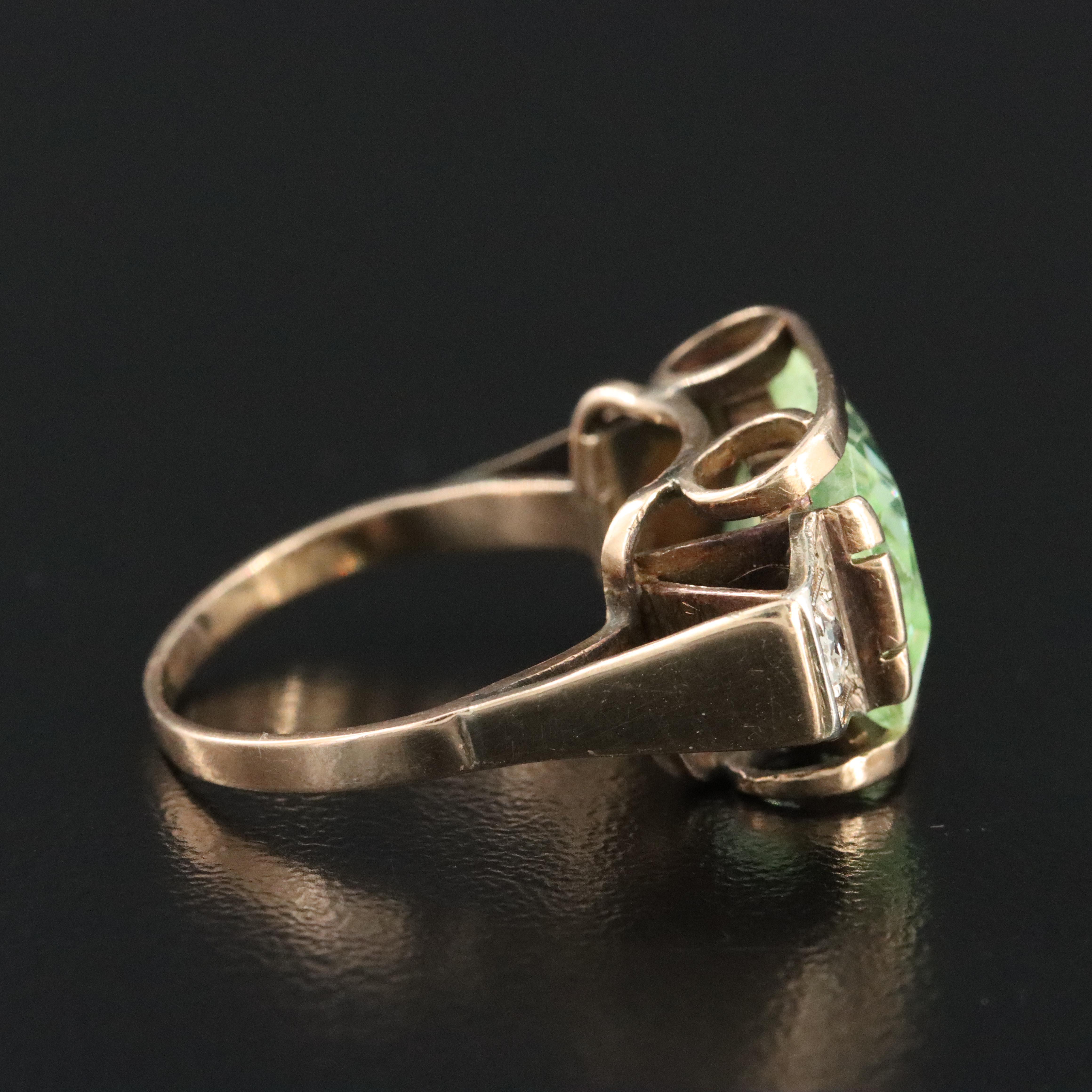 Vintage 14K Spinel and Diamond East-West Ring