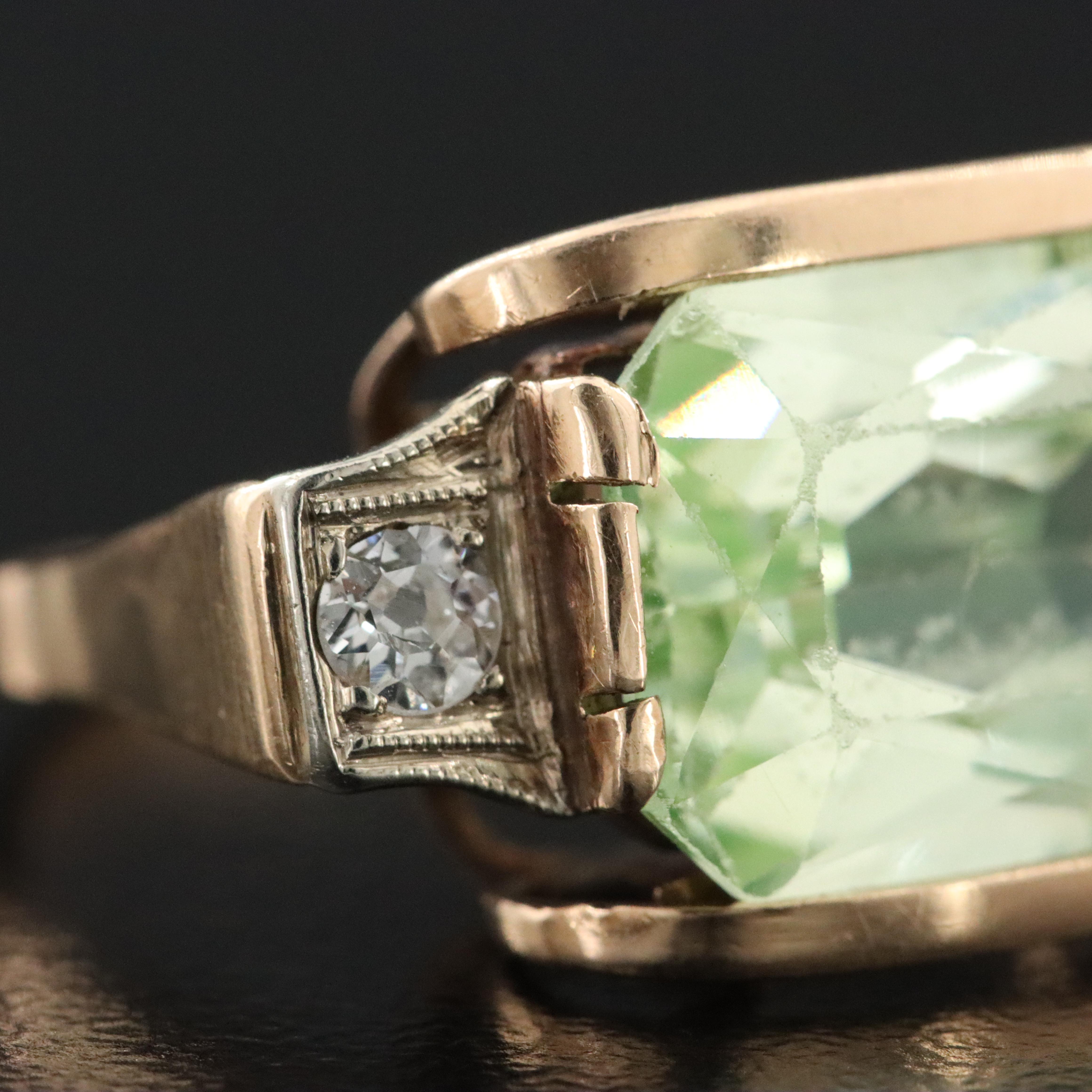 Vintage 14K Spinel and Diamond East-West Ring