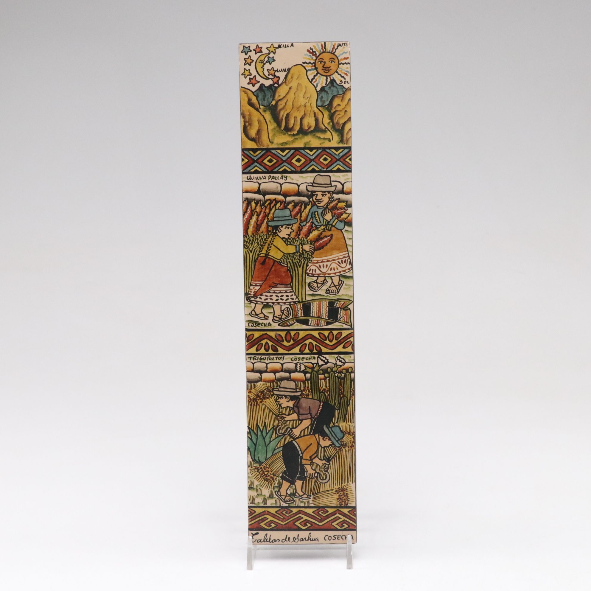 Peruvian "Tablas de Sarhua" with Carved Birch Box, Tibetan Mani Stones and More